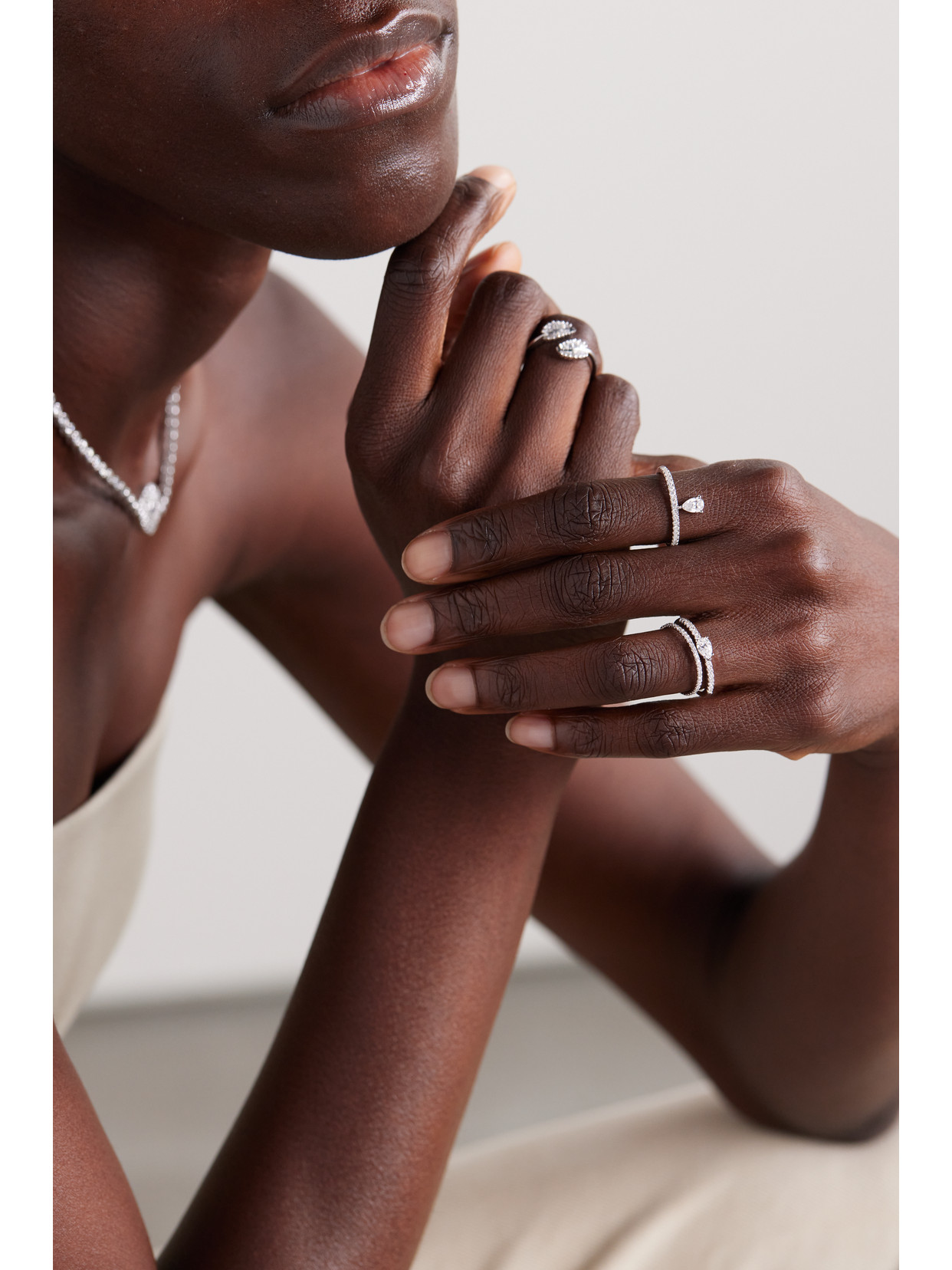 Anita Ko Sideways Pear 18-karat White Gold Diamond Ring In Gold