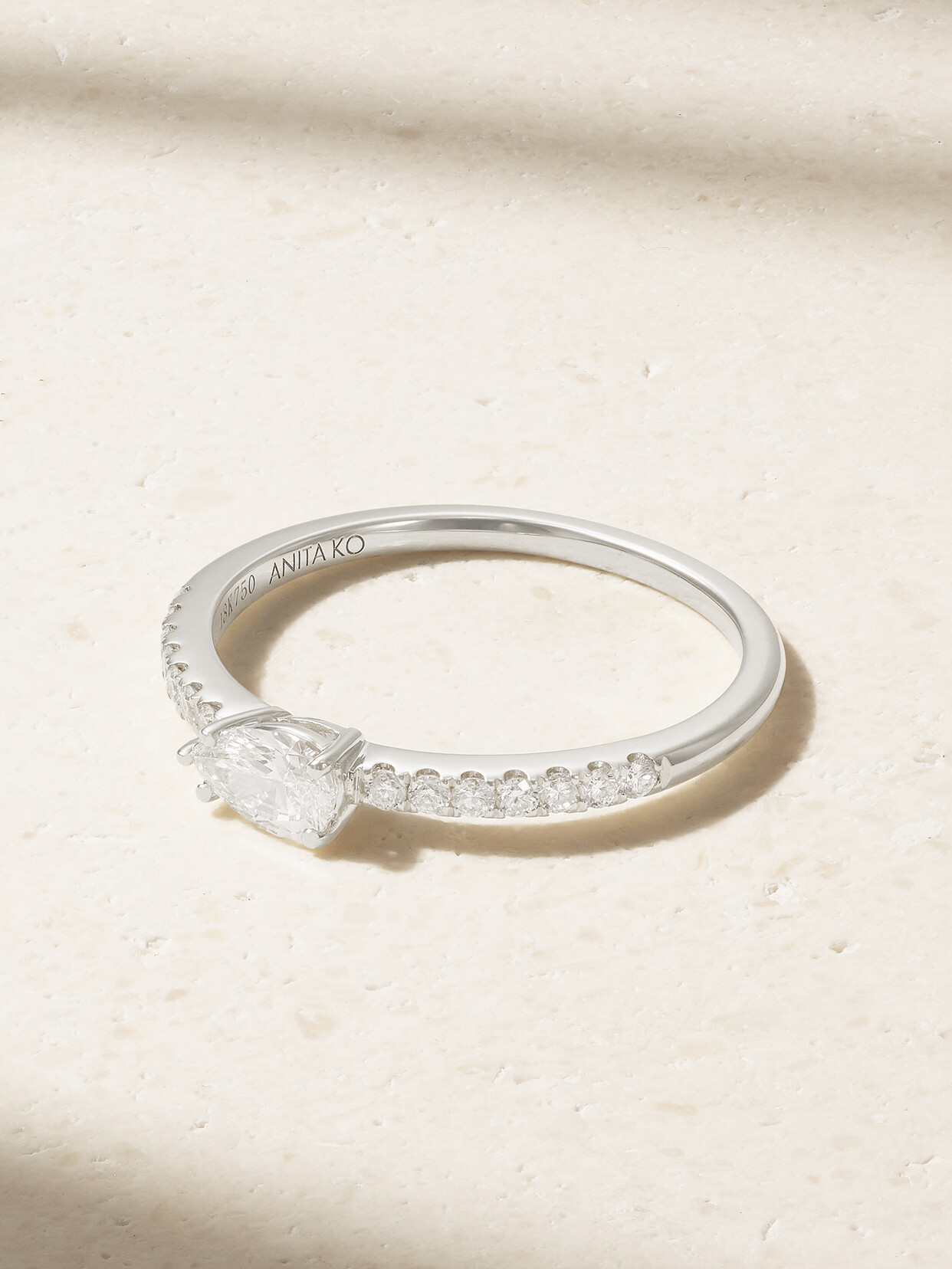 Anita Ko - Sideways Pear 18-karat White Gold Diamond Ring - 6