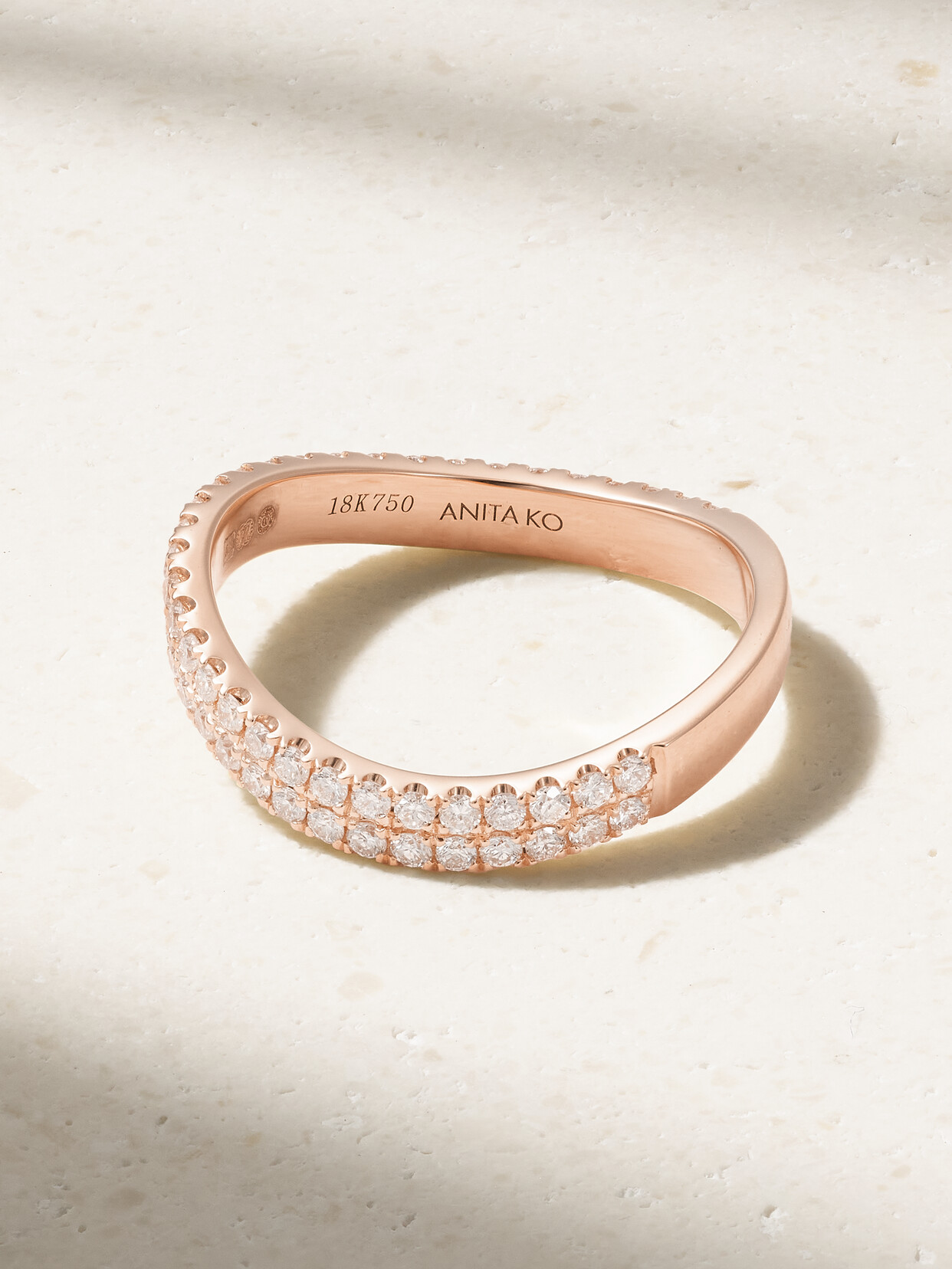 Anita Ko - Curved 18-karat Rose Gold Diamond Ring - 5