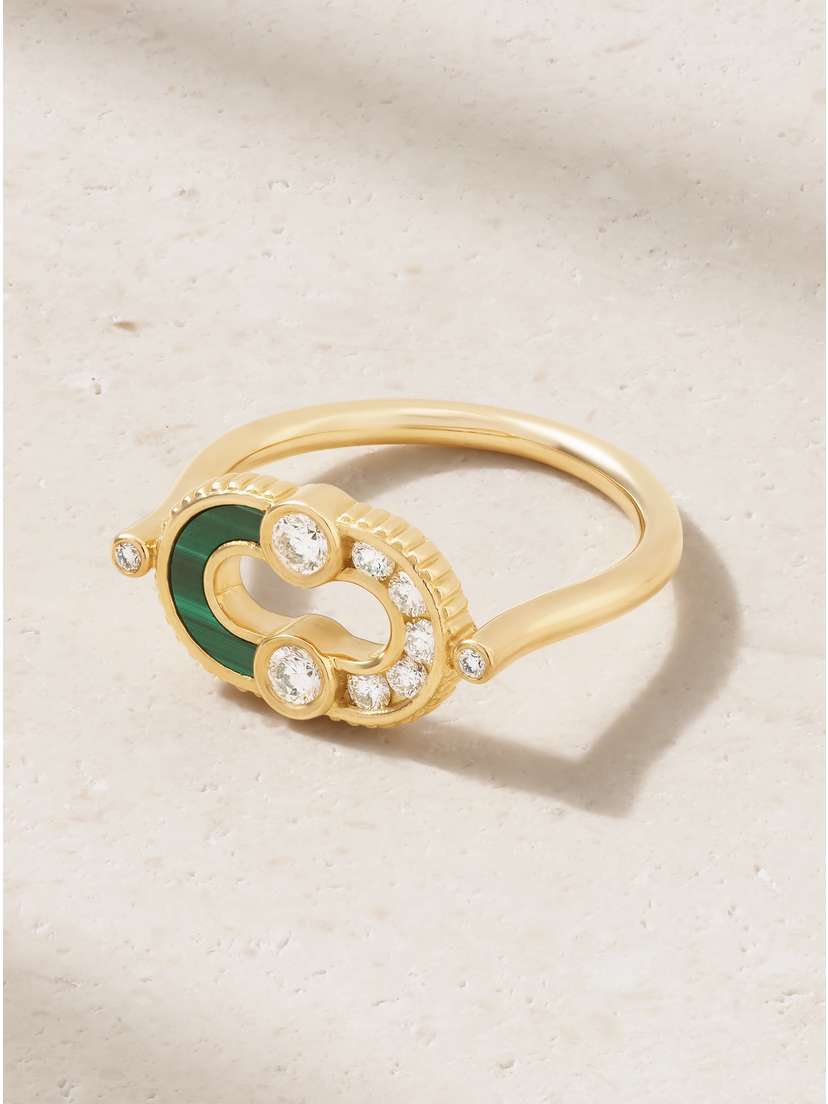 Viltier Magnetic 18-karat Gold, Malachite And Diamond Ring