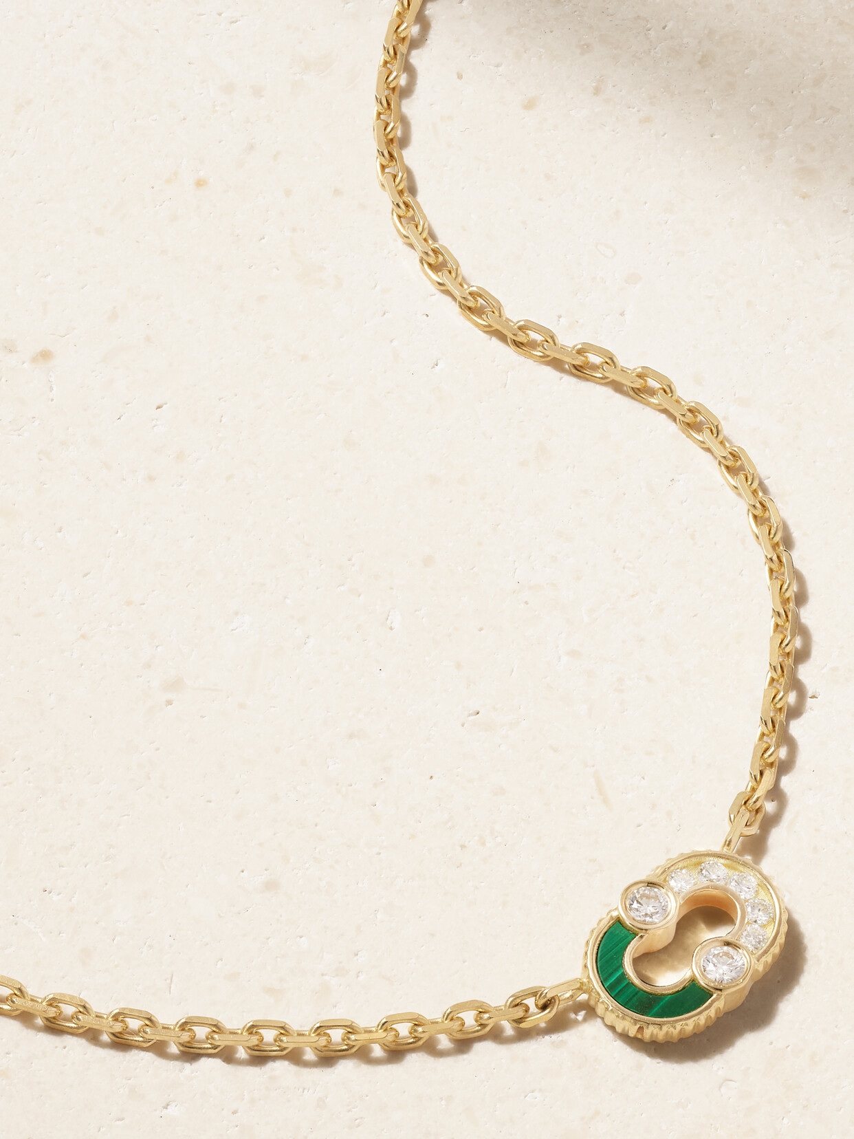 Viltier Magnetic 18-karat Gold, Malachite And Diamond Necklace