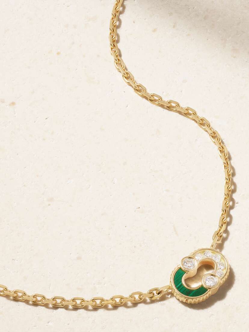 Viltier Magnetic 18-karat Gold, Malachite And Diamond Necklace