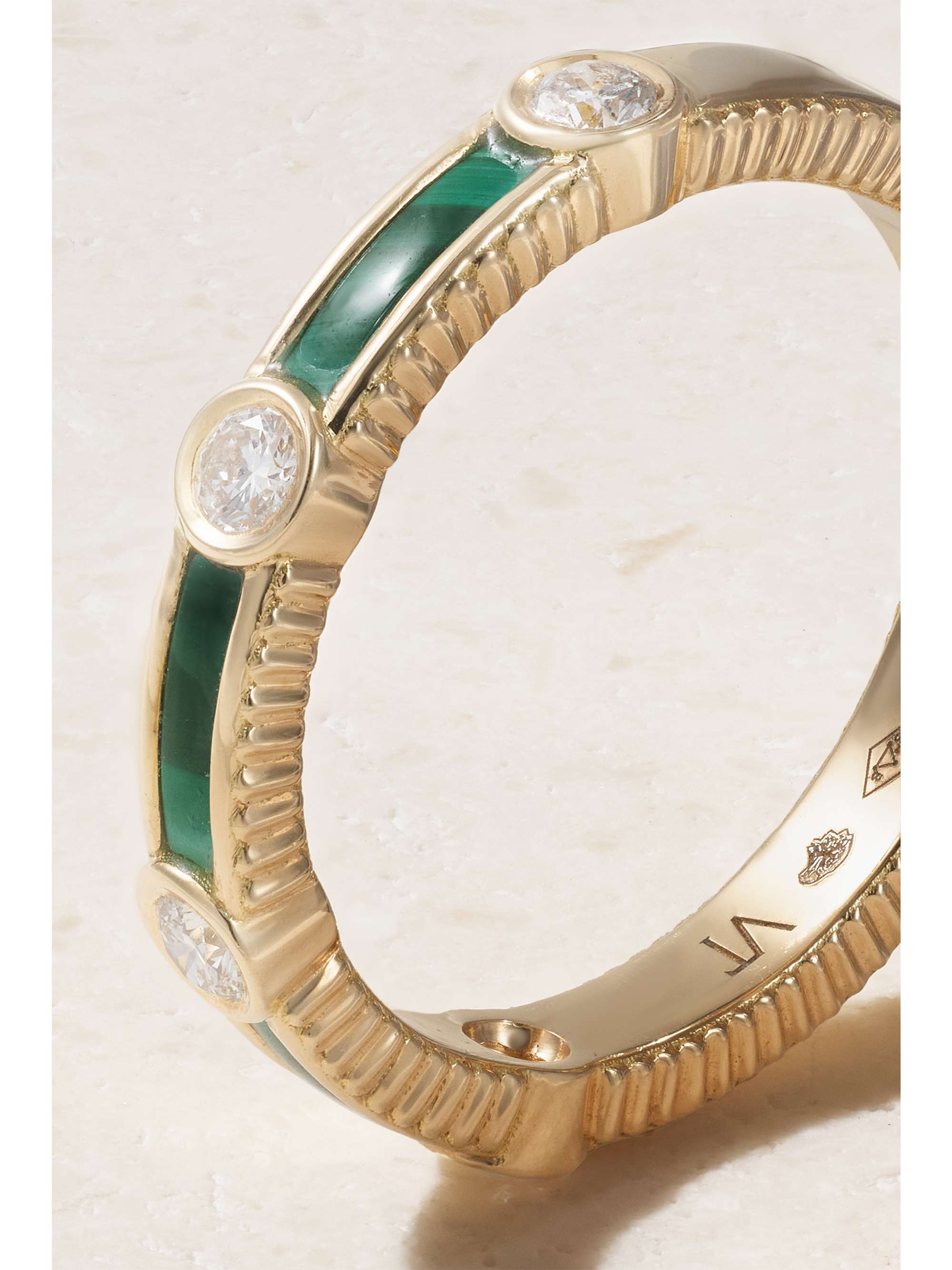 VILTIER Rayon 18-karat gold, diamond and malachite ring