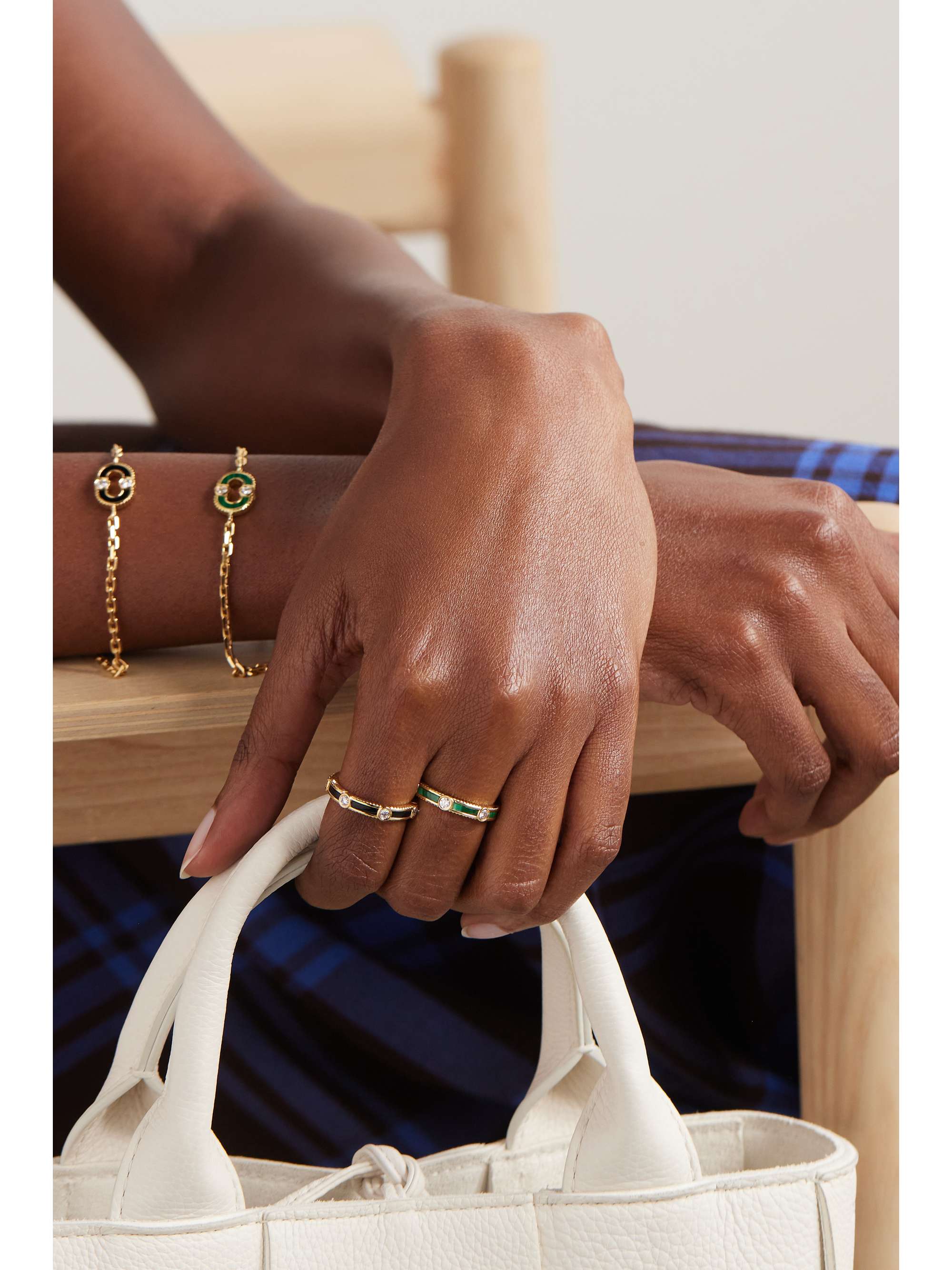 VILTIER Rayon 18-karat gold, diamond and malachite ring