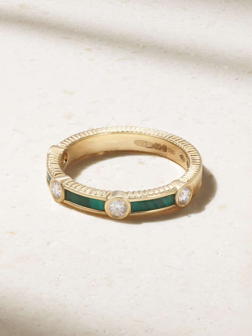 Viltier Rayon 18-karat Gold, Malachite And Diamond Ring