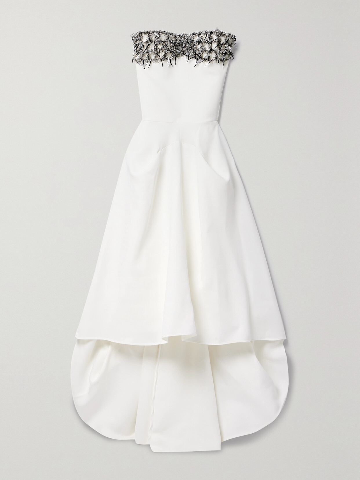 Maticevski Rekindle Strapless Embellished Pleated Crepe Gown In White