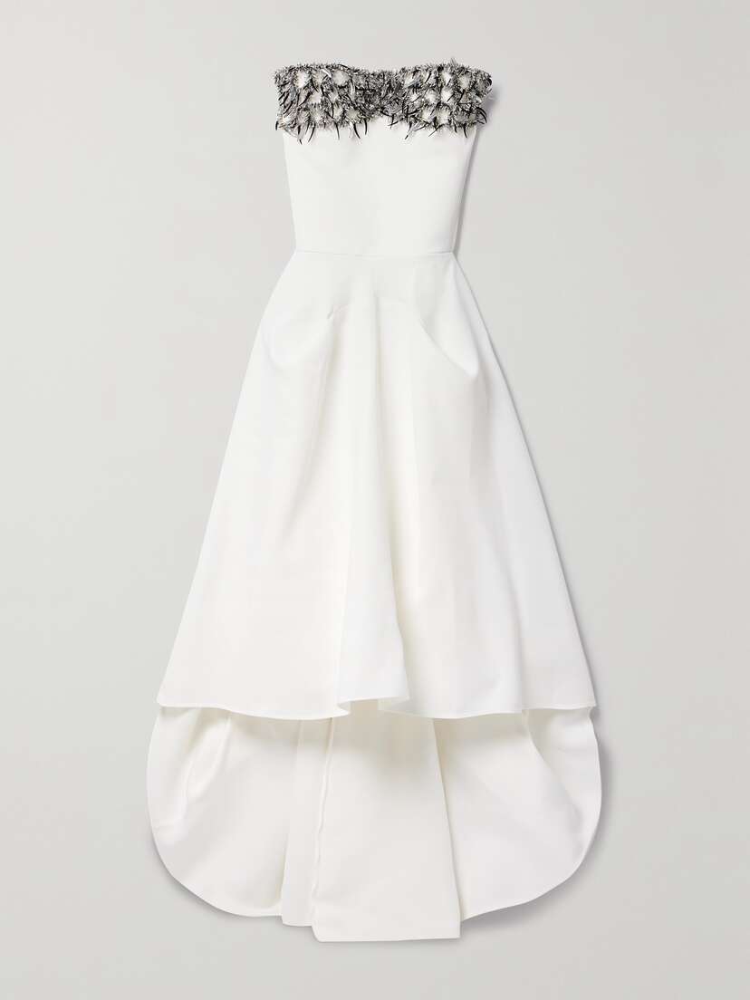 Maticevski Rekindle Strapless Embellished Pleated Crepe Gown