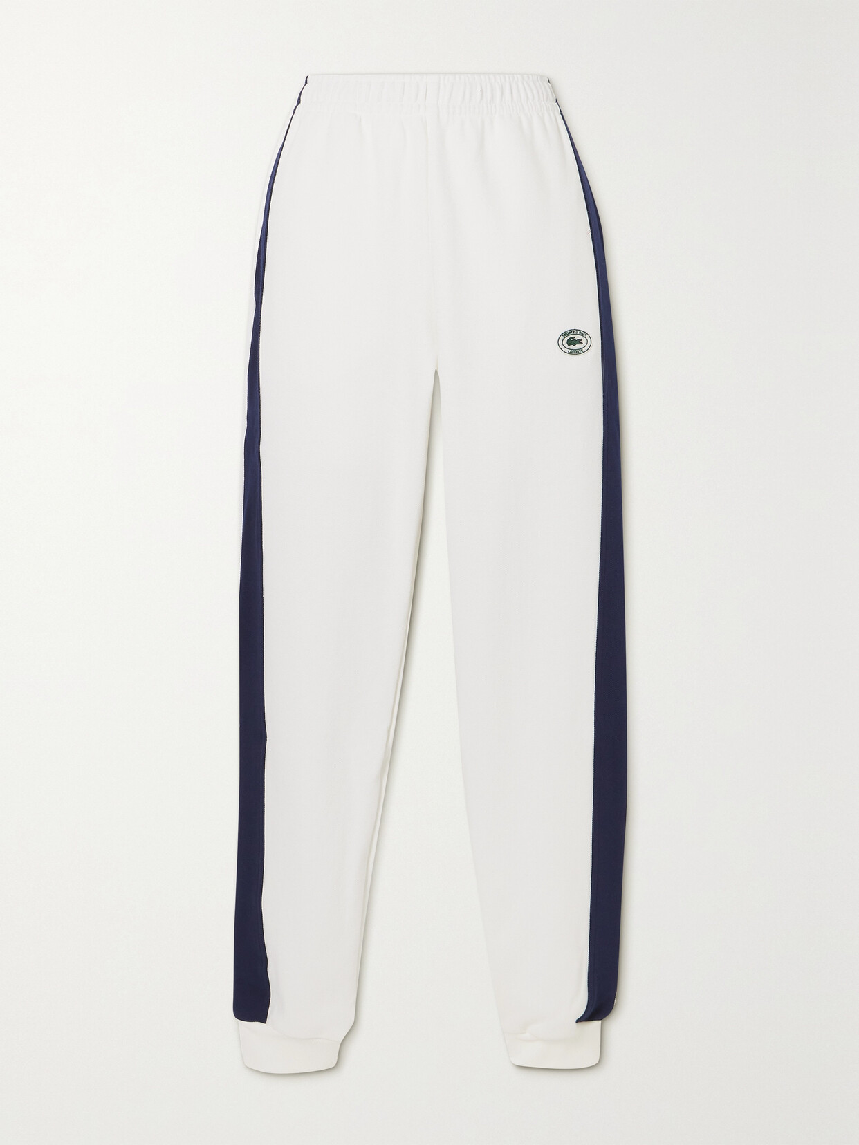 Sporty & Rich - + Lacoste Striped Cotton-blend Piqué Track Pants - White