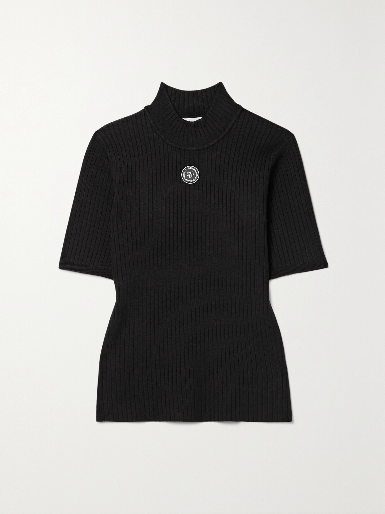 Sporty & Rich - Logo-appliquéd Ribbed-knit Top - Black