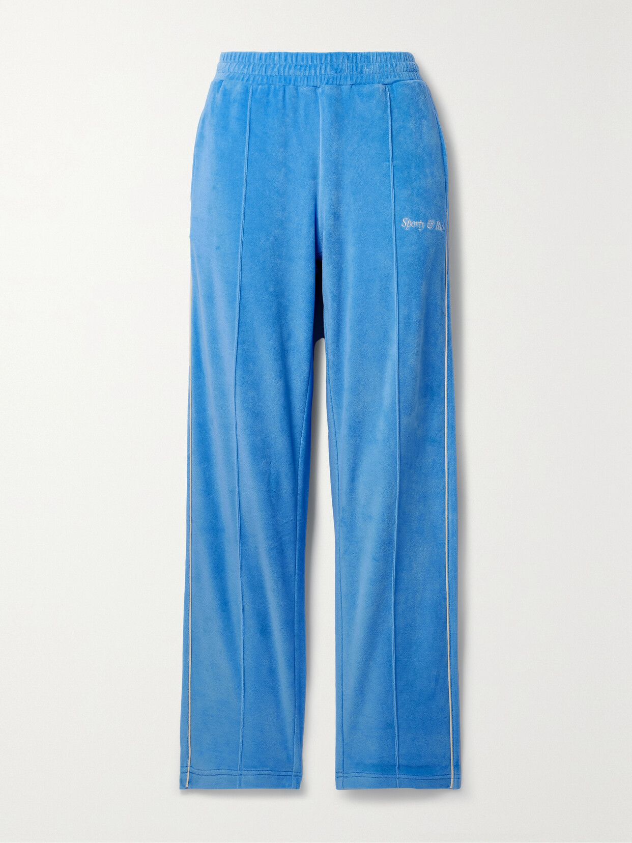 Sporty & Rich Embroidered Cotton-velour Track Pants - Blue