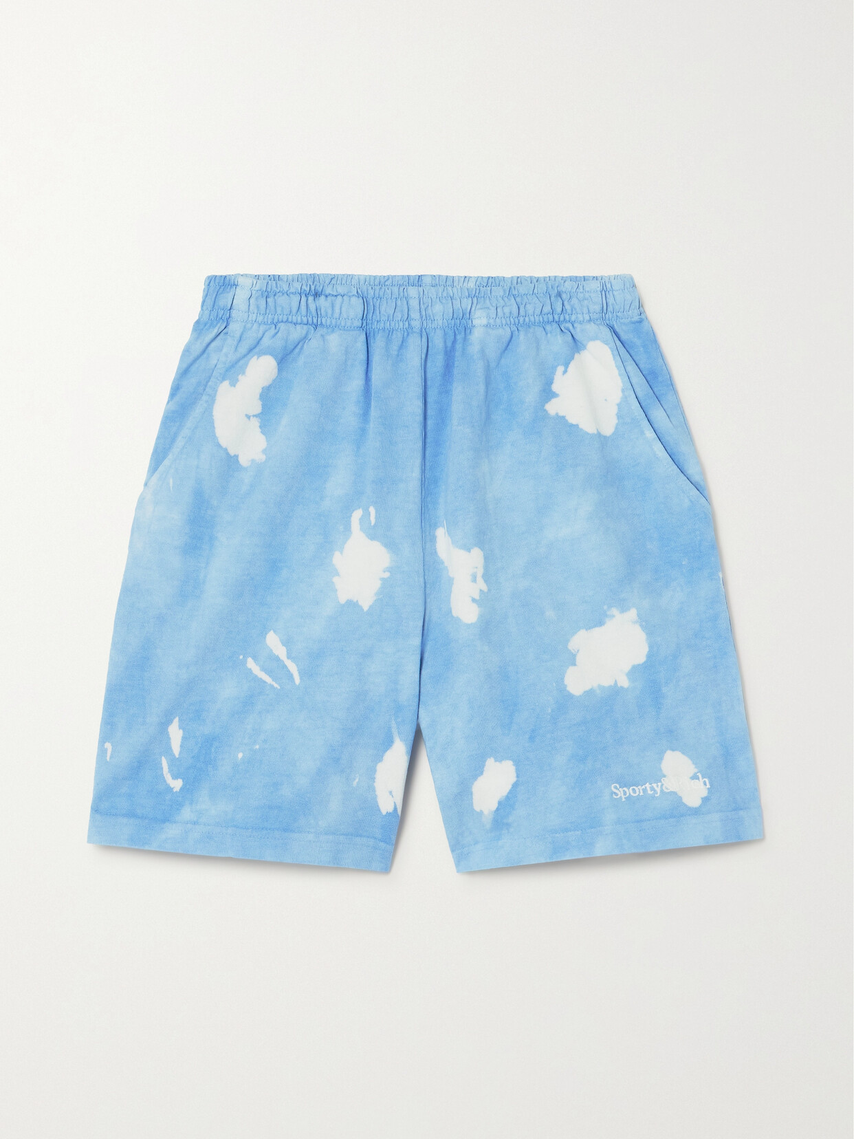 Sporty & Rich - Embroidered Tie-dyed Cotton-jersey Shorts - Blue