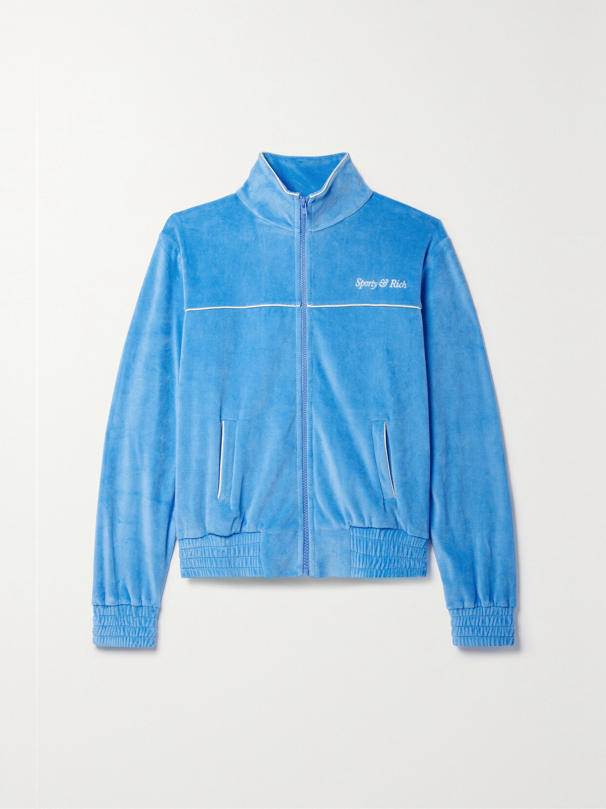 Sporty & Rich Embroidered Cotton-velour Track Jacket