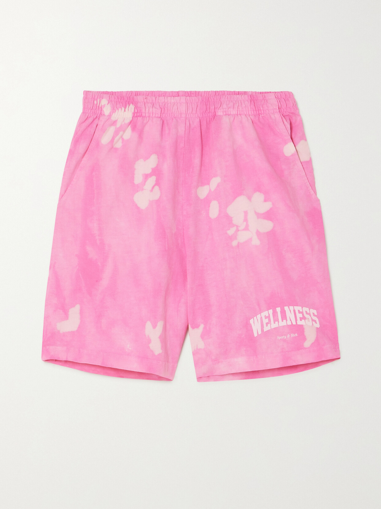Sporty And Rich Wellness Ivy Printed Tie-dyed Cotton-jersey Shorts In Taffy