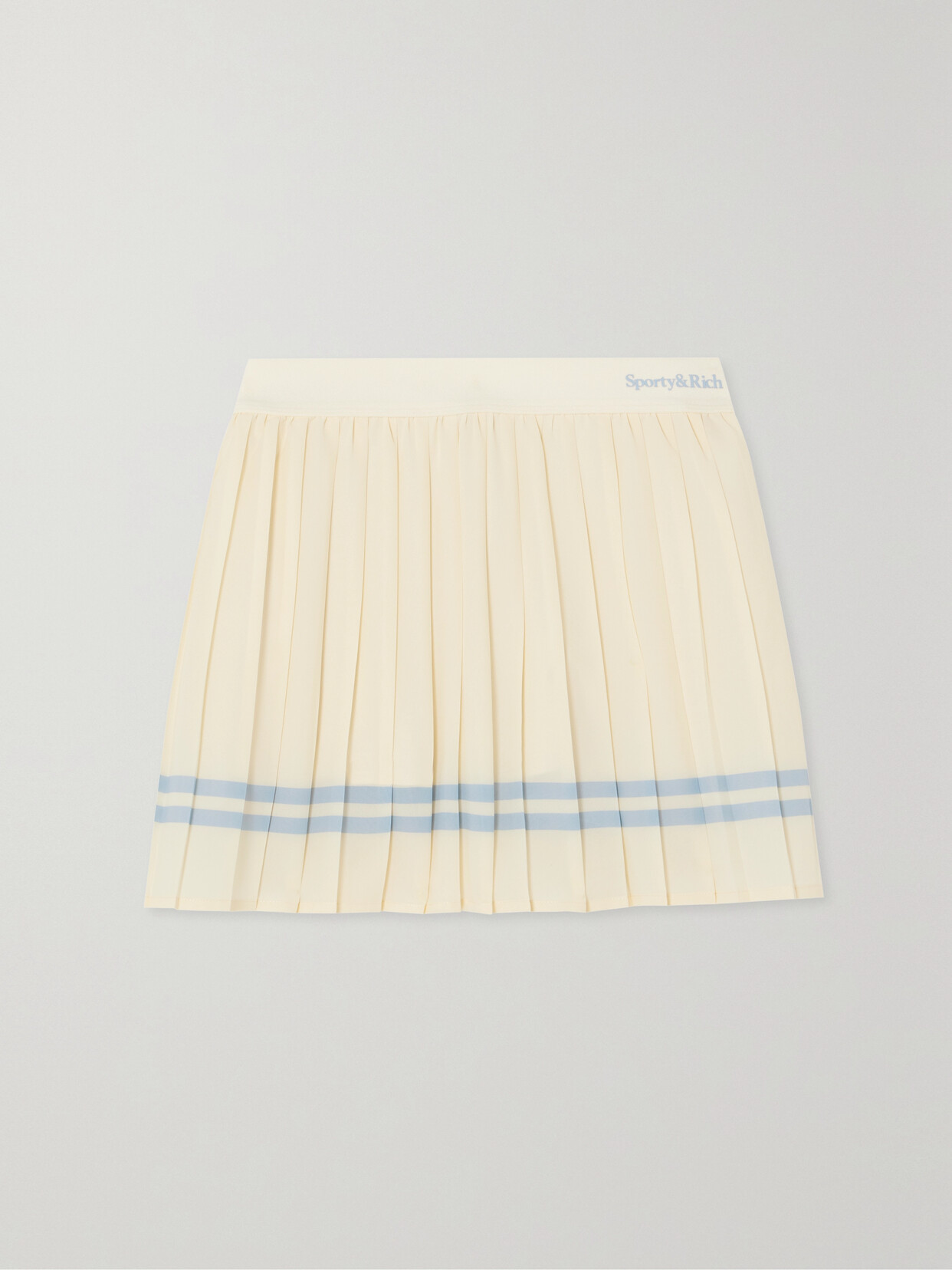 Sporty & Rich - Striped Pleated Stretch Tennis Skirt - Cream