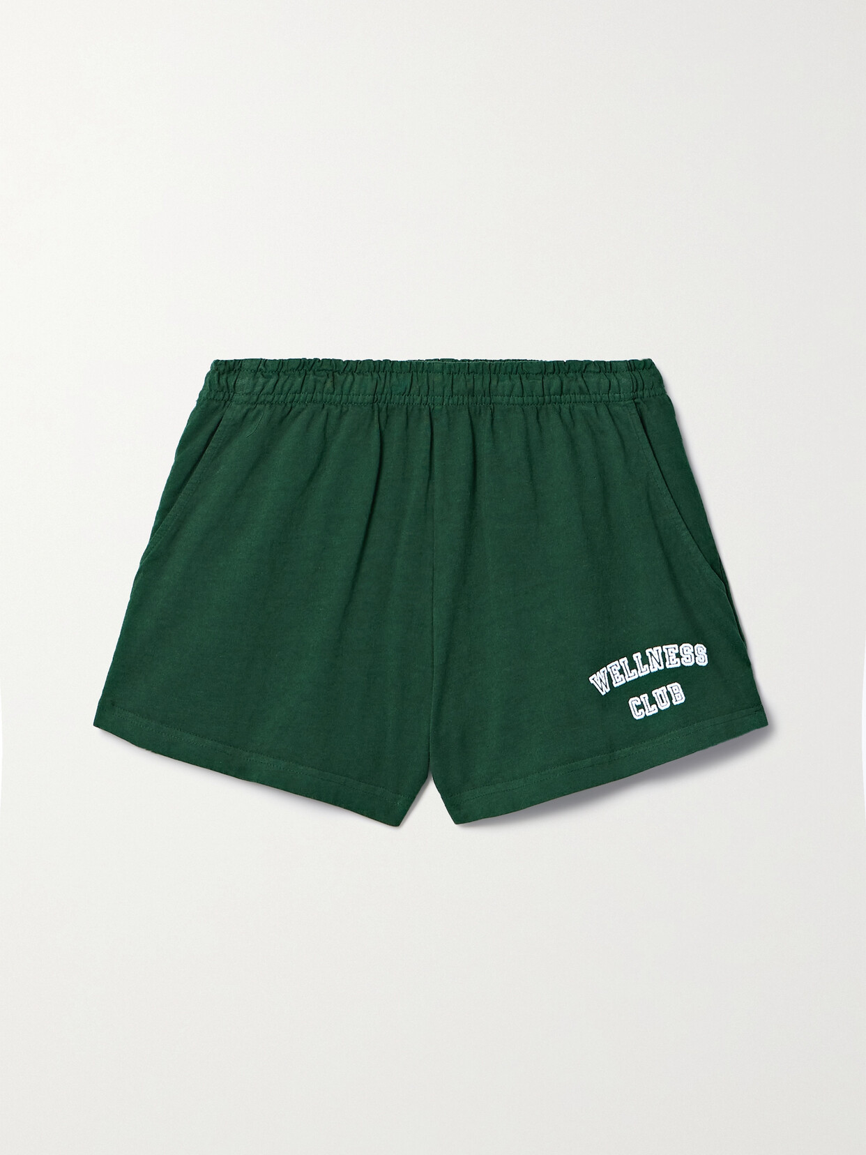 Sporty & Rich - Flocked Cotton-jersey Shorts - Green