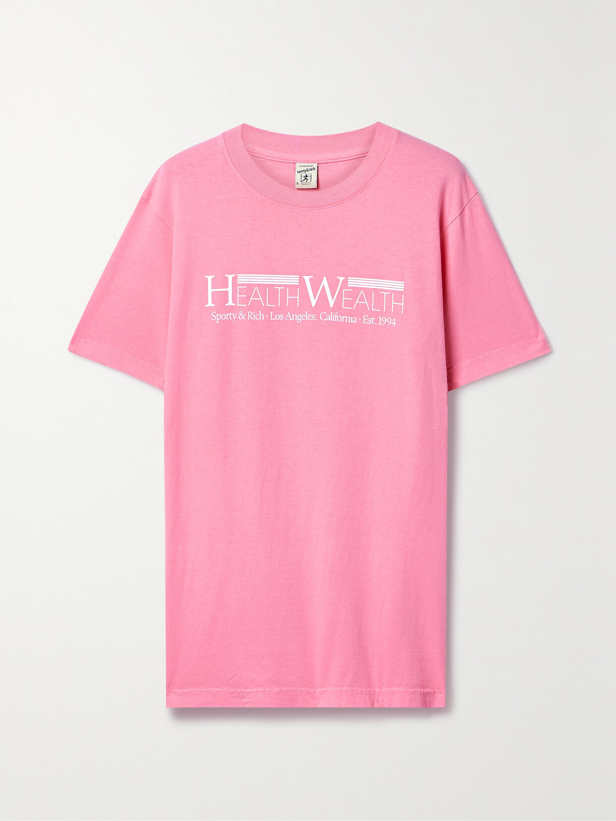 Sporty & Rich - Printed Cotton-jersey T-shirt - Pink