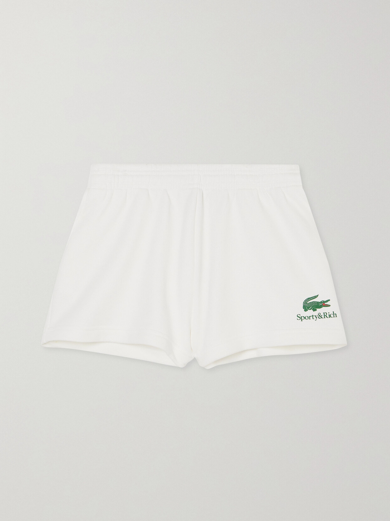 Sporty & Rich + Lacoste Serif Disco Cotton-jersey Shorts - White