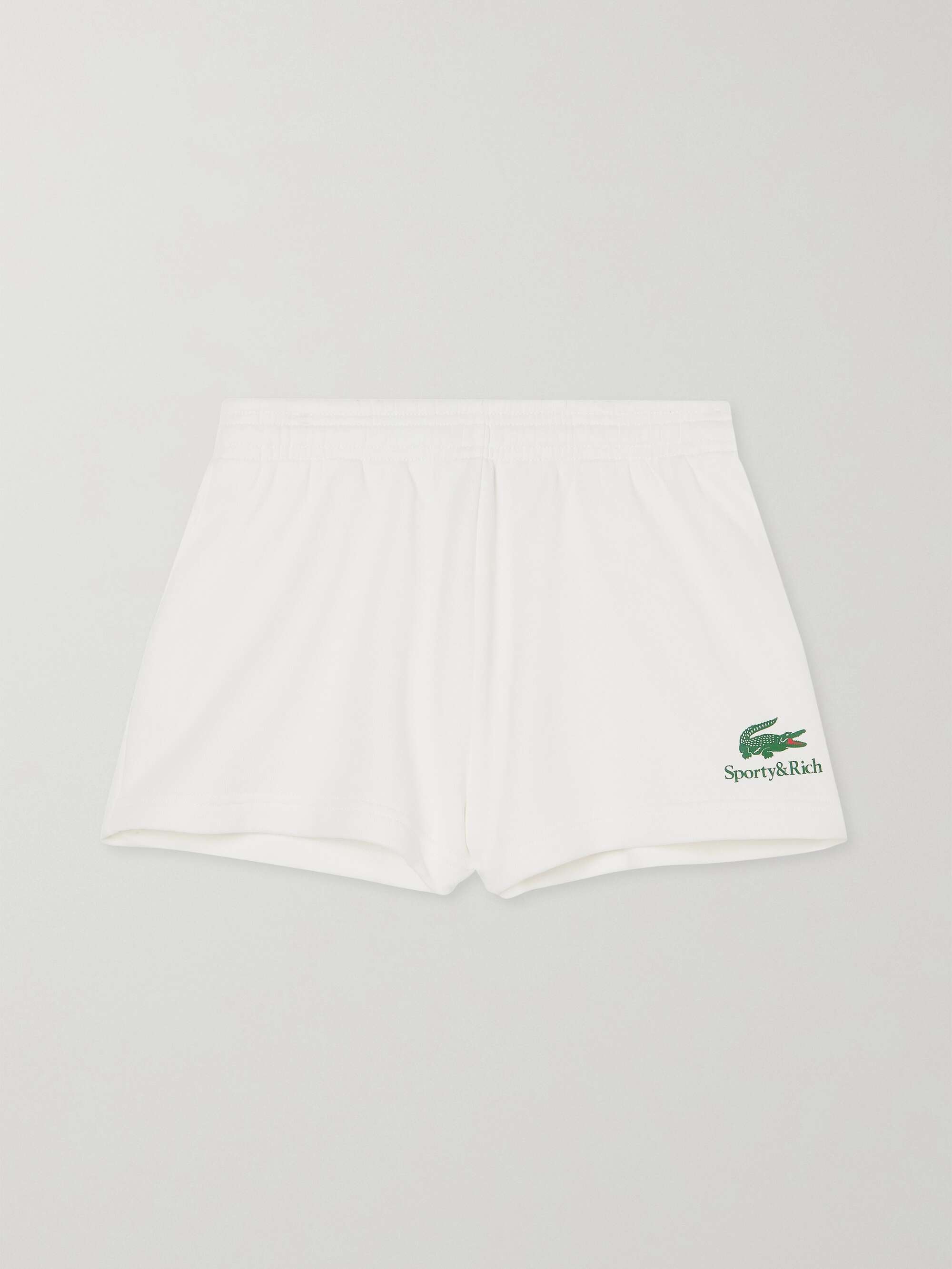 SPORTY & RICH + Lacoste Serif Disco cotton-jersey shorts | NET-A-PORTER