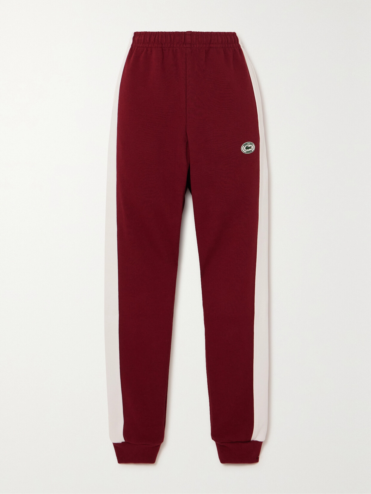 Sporty & Rich - + Lacoste Striped Cotton-blend Piqué Track Pants - Burgundy