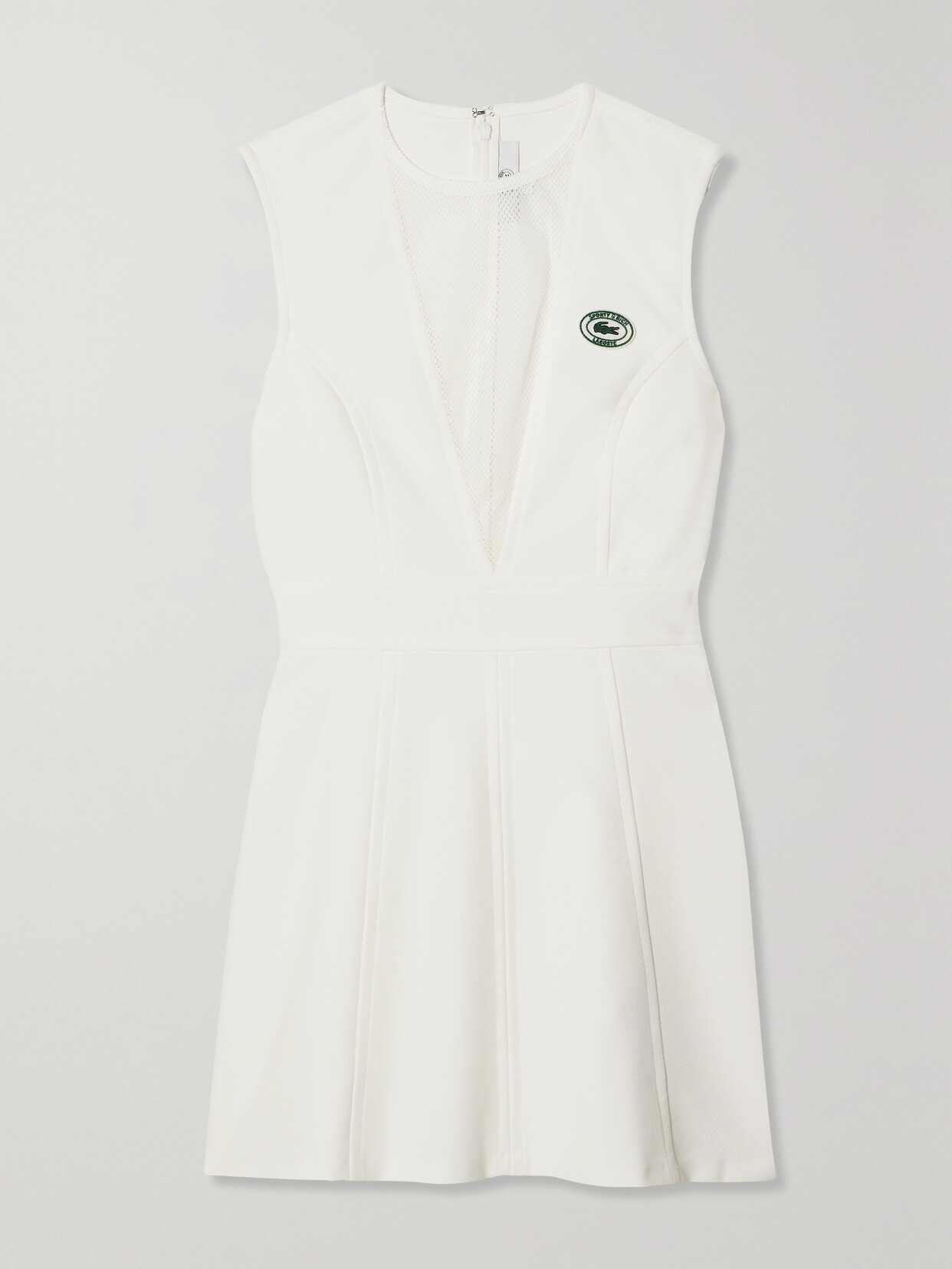 Sporty And Rich + Lacoste Mesh-paneled Stretch-twill Tennis Dress In White