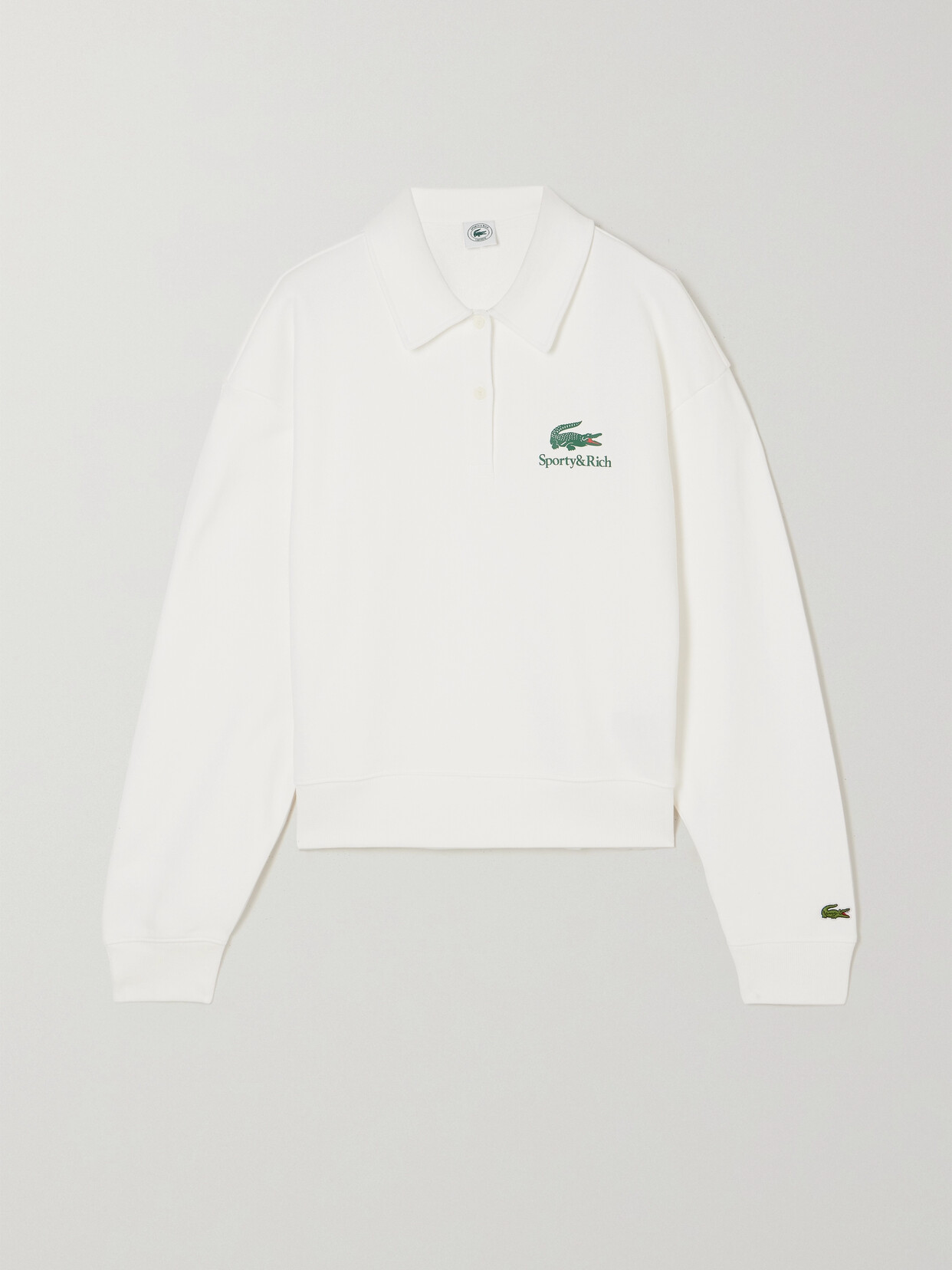 Sporty & Rich - + Lacoste Printed Cotton-jersey Sweatshirt - White