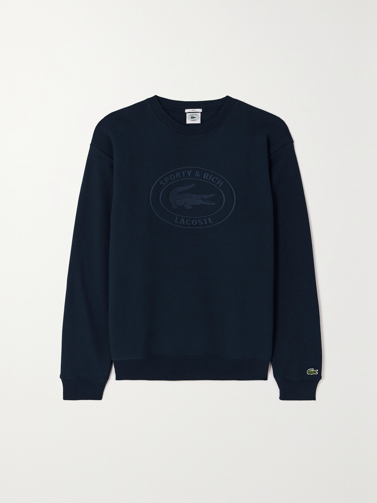 Sporty & Rich - + Lacoste Embroidered Cotton-jersey Sweater - Blue