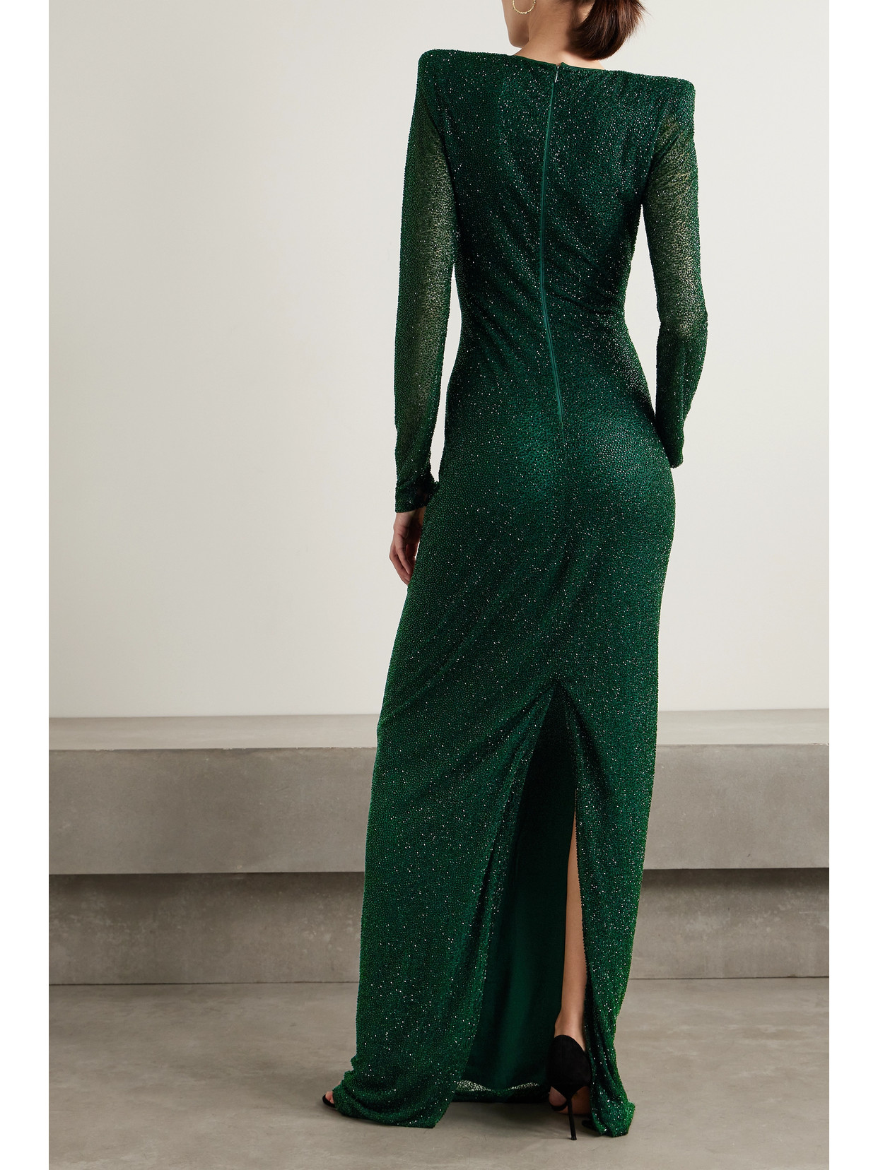 Shop Naeem Khan Bead-embellished Tulle Gown In Green