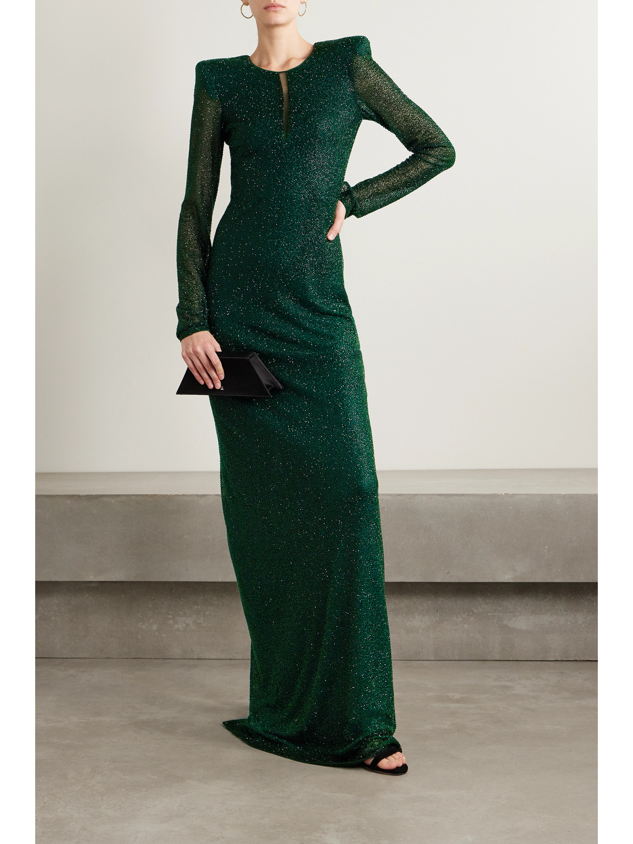 Naeem Khan Women's Beaded Mesh Keyhole Gown In Green
