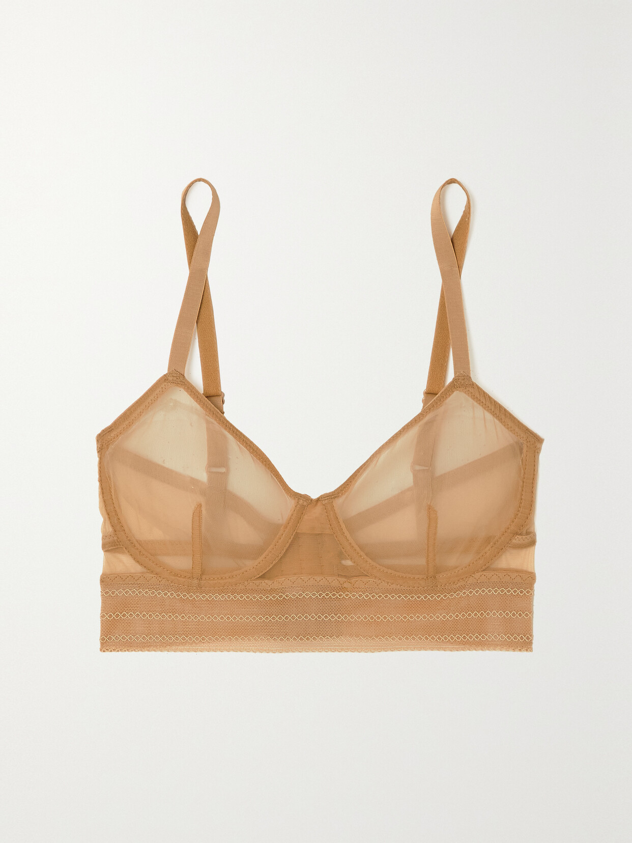 Else Bare Lace-trimmed Tulle Underwired Soft-cup Bra In Neutrals