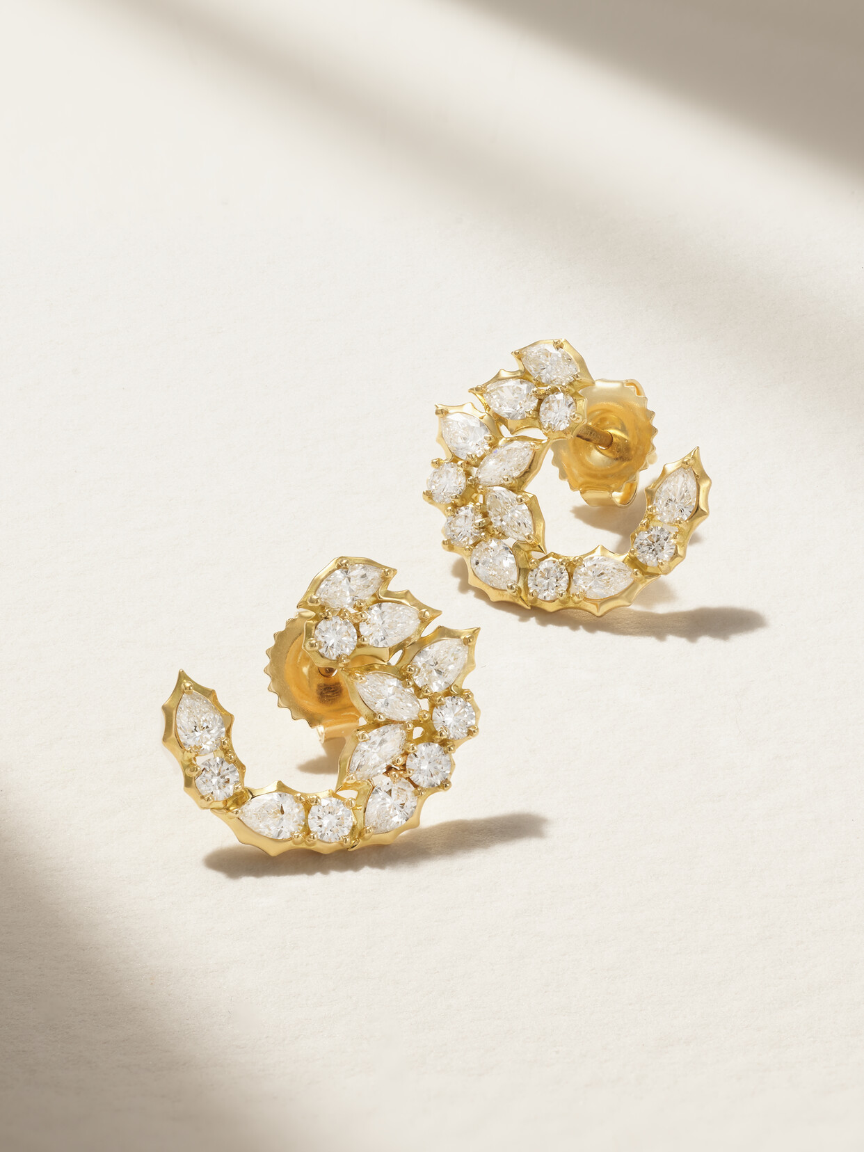 Jade Trau Posey Crescent 18-karat  Diamond Earrings