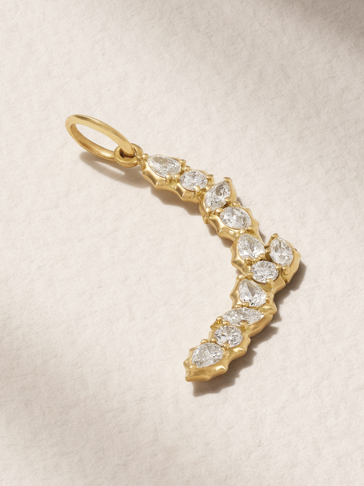 Jade Trau Posey Crescent 18-karat  Diamond Charm