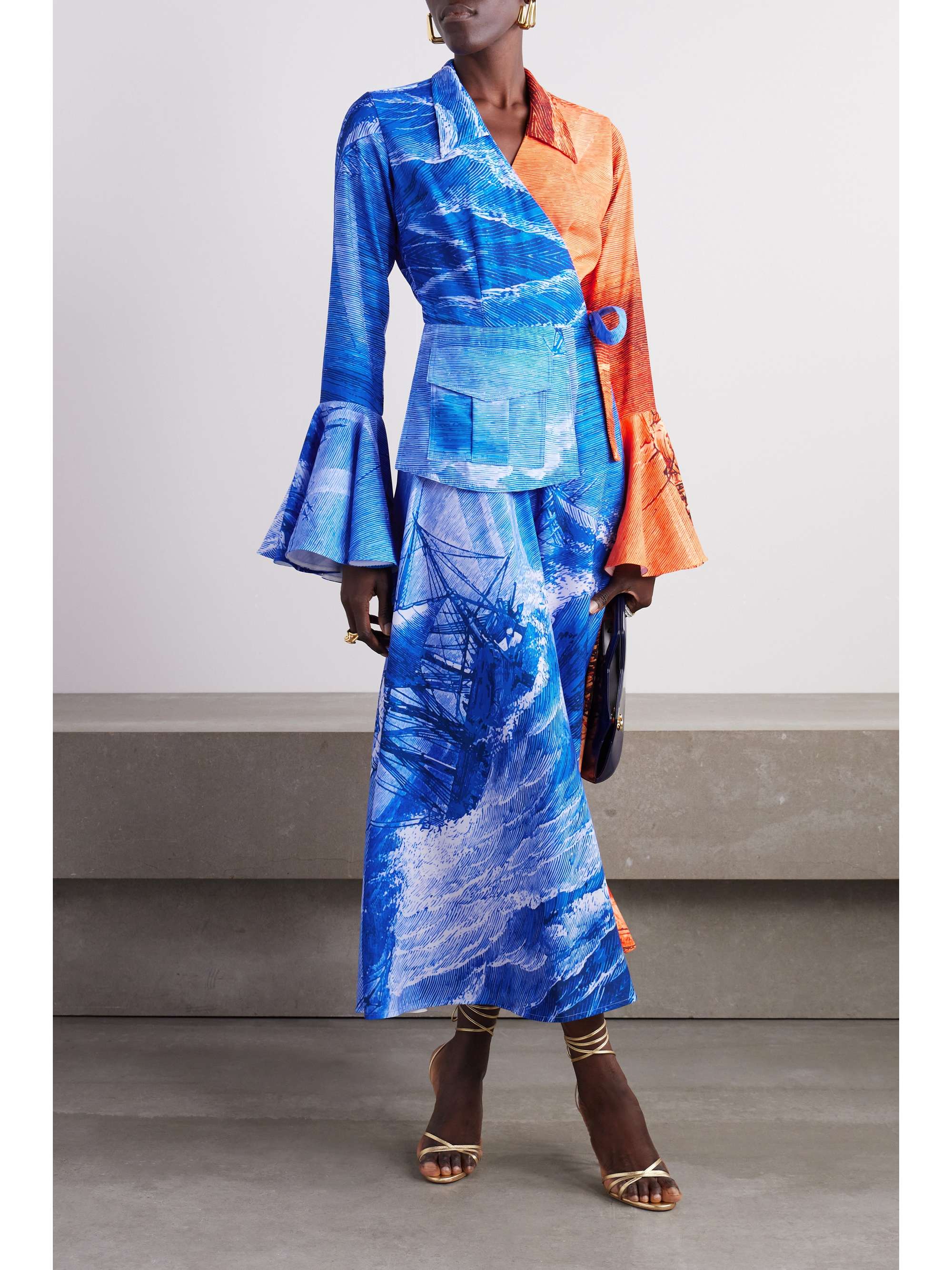 THEBE MAGUGU Printed poplin midi wrap dress | NET-A-PORTER