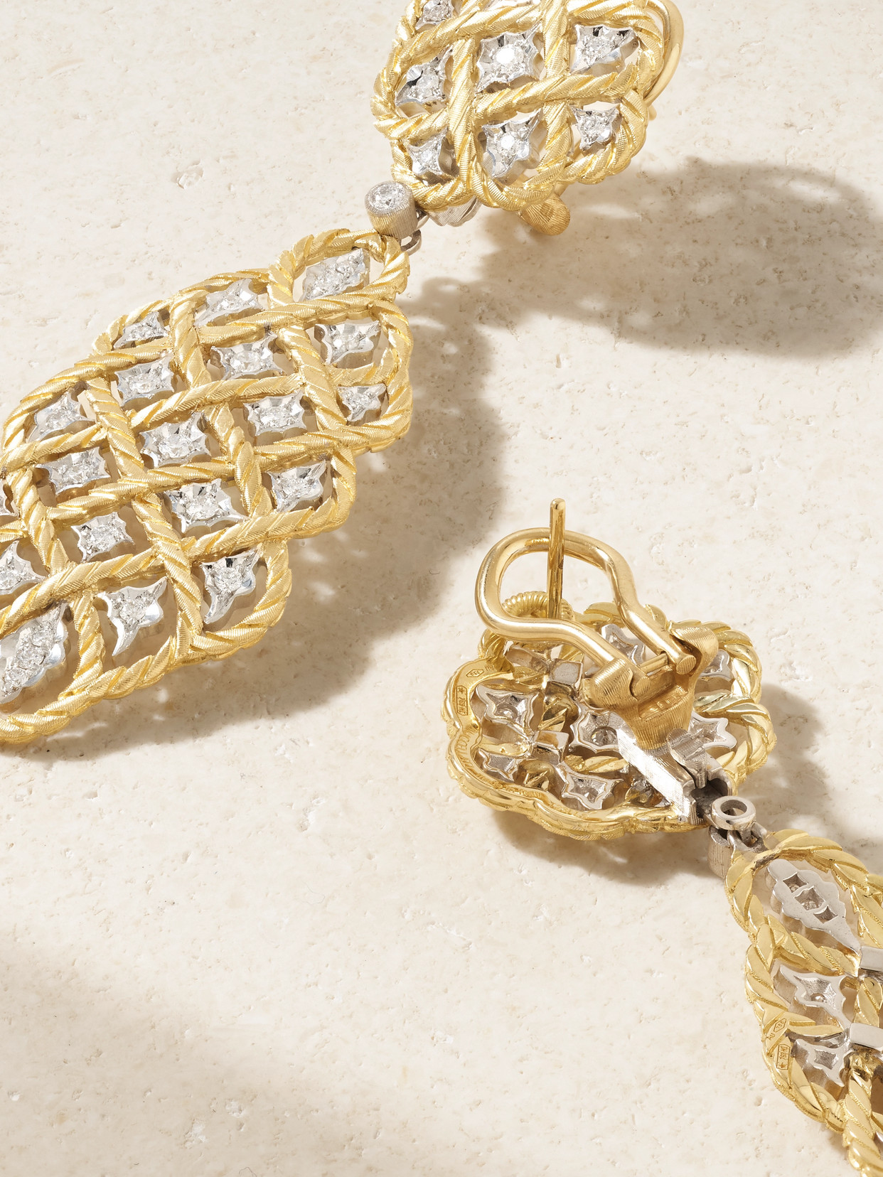 Buccellati Étoilée 18-karat Yellow And White Gold Diamond Earrings In Gold