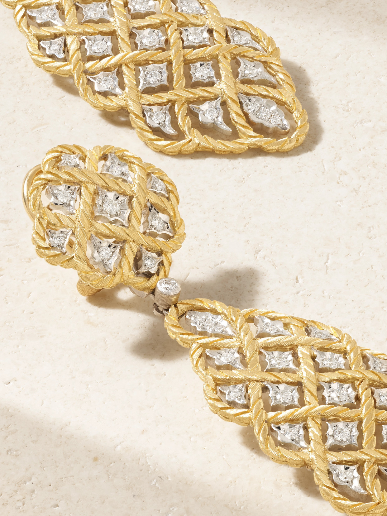 Buccellati Étoilée 18-karat Yellow And White Gold Diamond Earrings In Gold