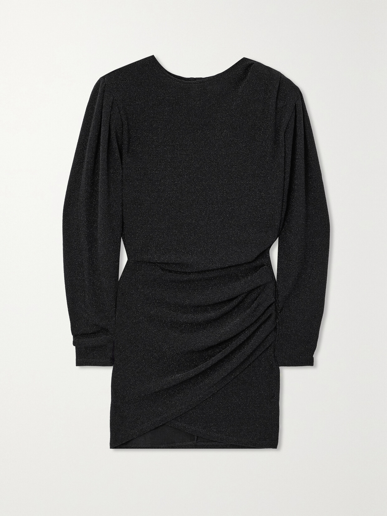 Isabel Marant Étoile Benedicte Gathered Metallic Stretch-jersey Mini Dress In Black
