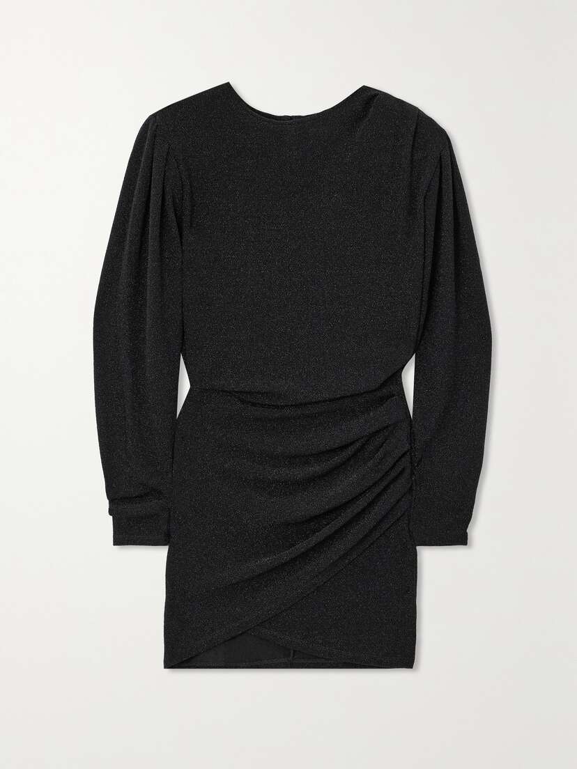 Marant Étoile Benedicte Gathered Metallic Stretch-jersey Mini Dress