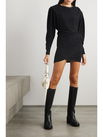 Marant Étoile Benedicte gathered metallic stretch-jersey mini dress