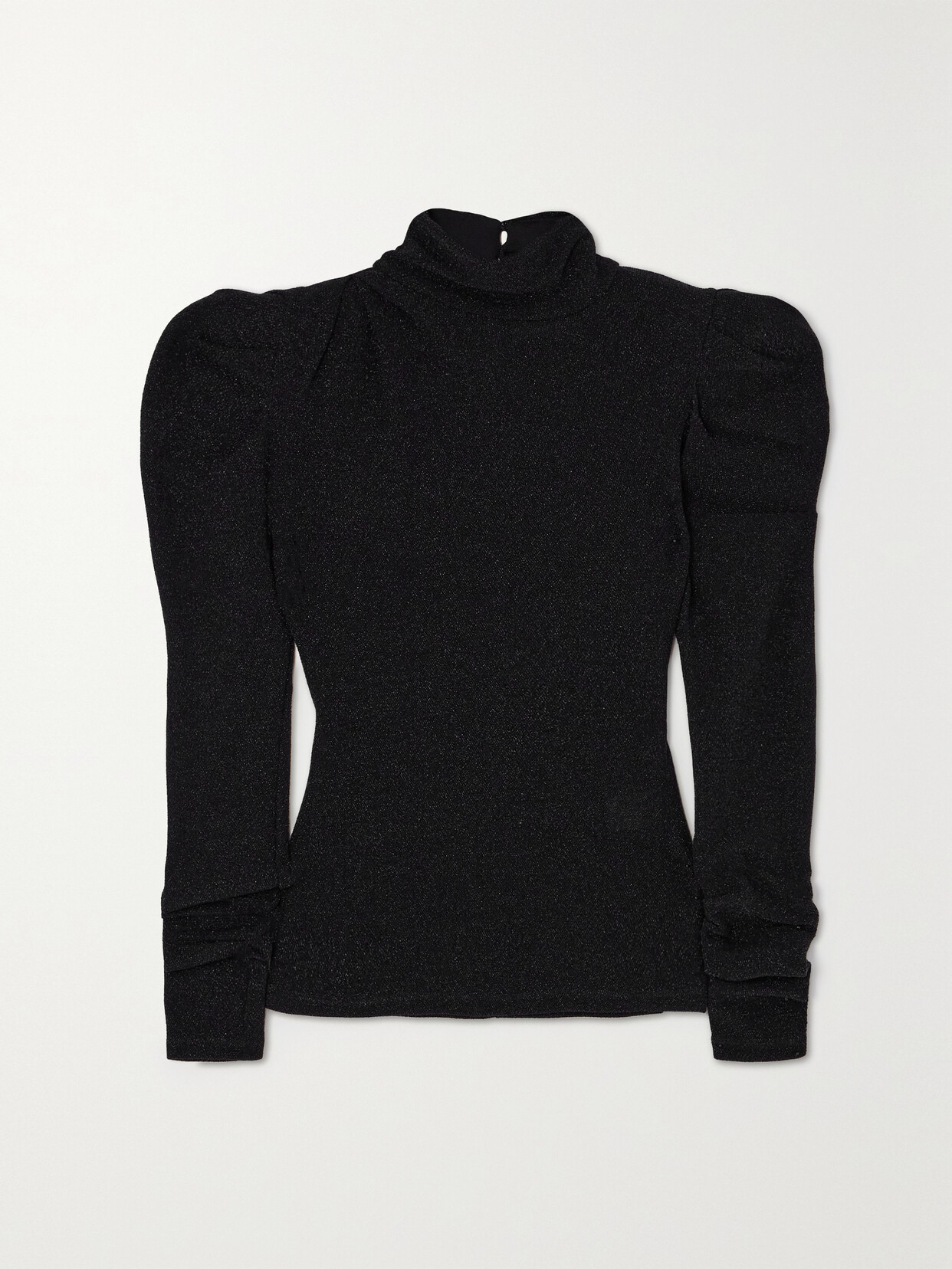 Marant Étoile - Baiola Ruched Metallic Stretch-jersey Turtleneck Top - Black