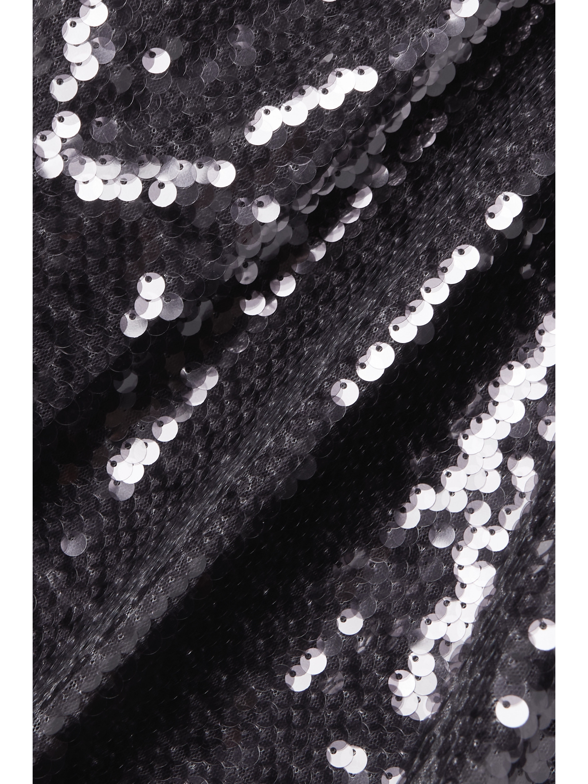 self-portrait Asymmetric sequined mesh midi dress thumbnail