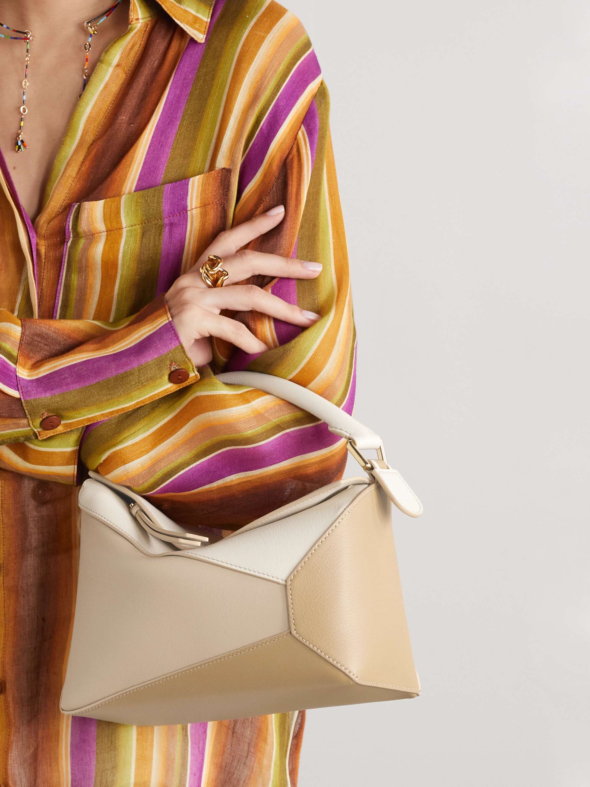 LOEWE Puzzle small color-block leather shoulder bag