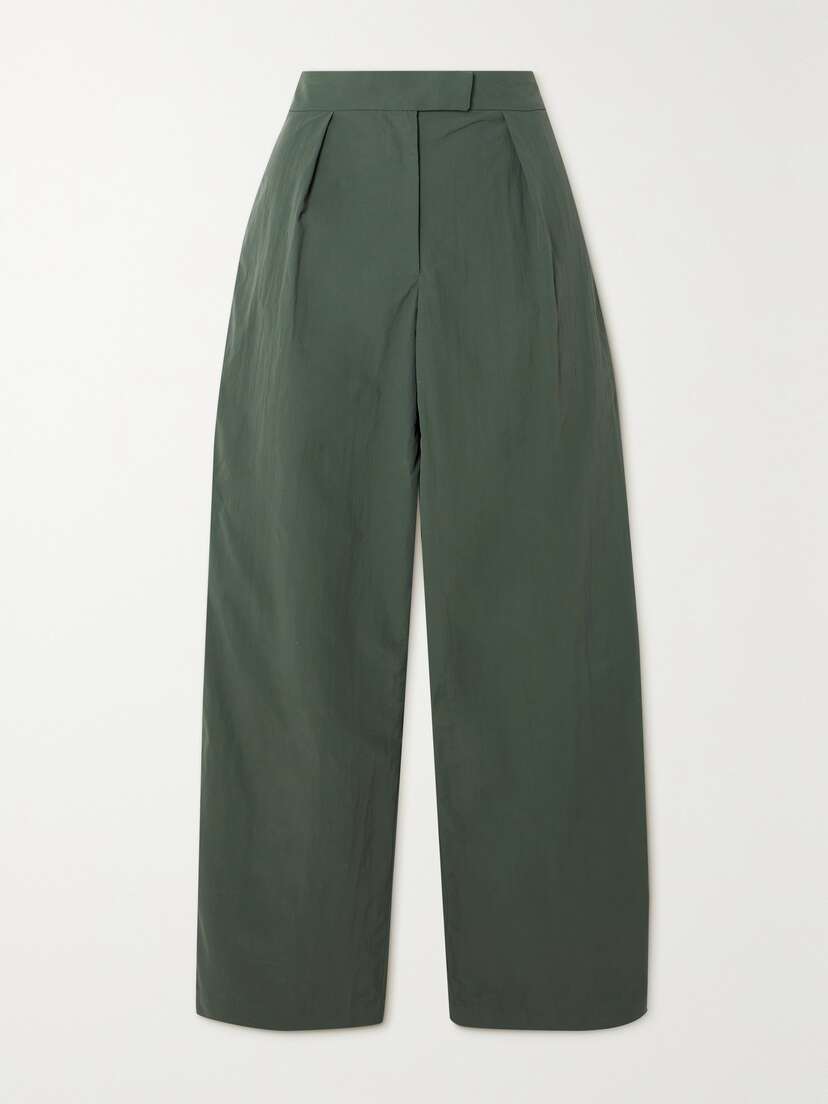 Conner Ives Pleated Crinkled Recycled-cotton Wide-leg Pants