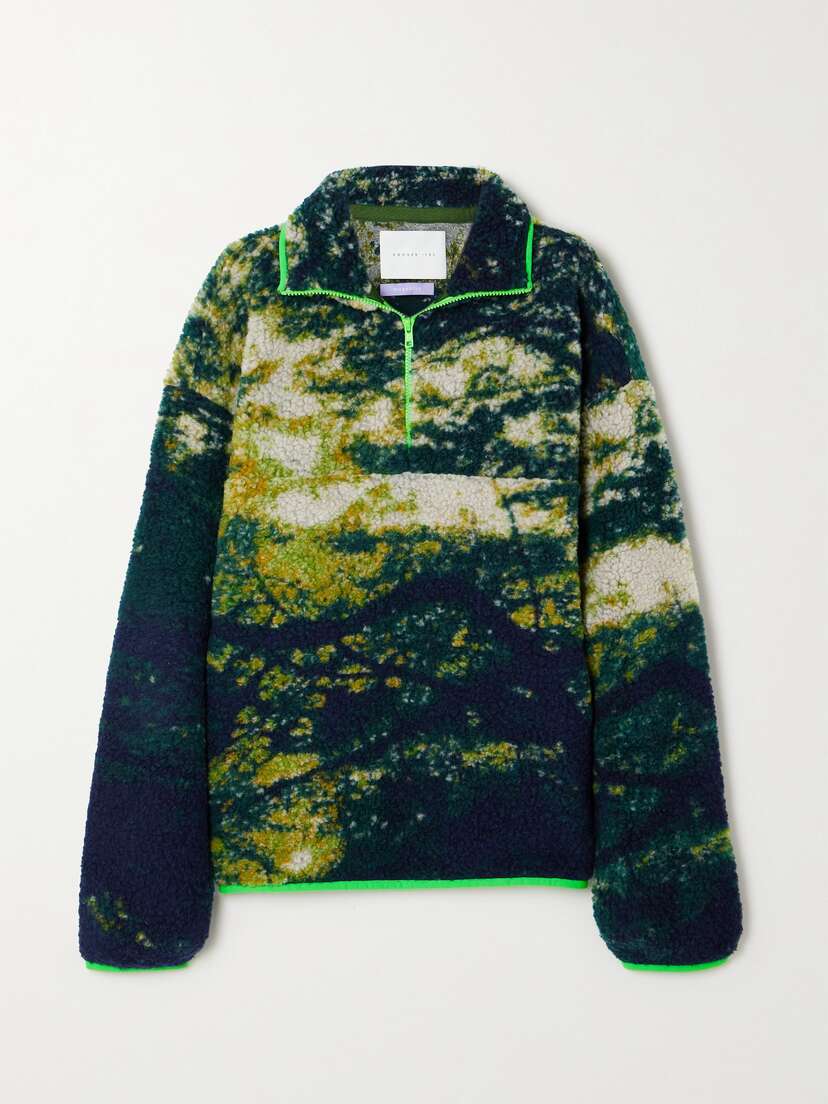 Conner Ives Printed Fleece Half-zip Sweater