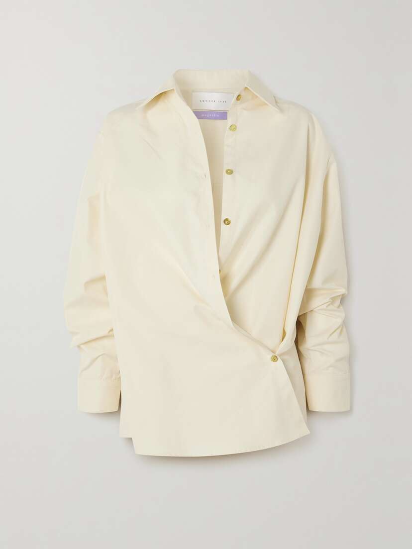 Conner Ives Wrap-effect Cotton Anf Lyocell-blend Poplin Shirt