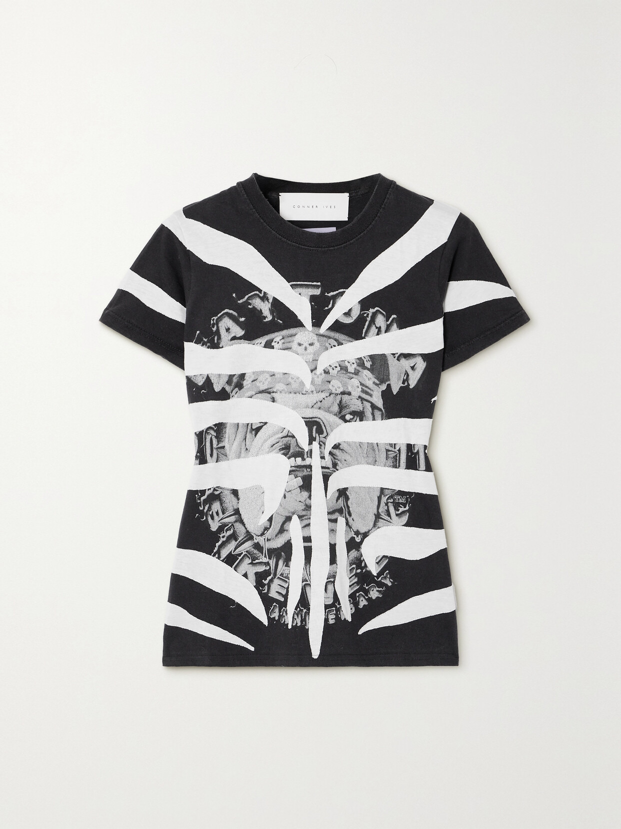 Conner Ives - Appliquéd Printed Cotton-jersey T-shirt - Black