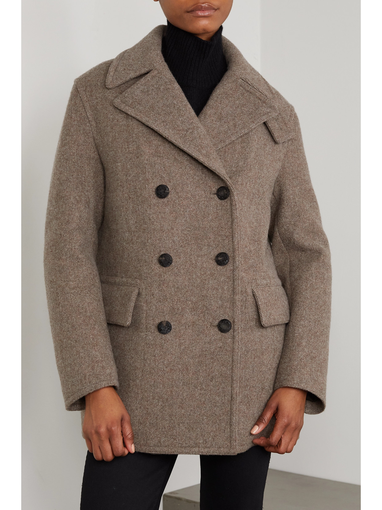 Shop Purdey Hyde Double-breasted Wool-twill Coat In Brown