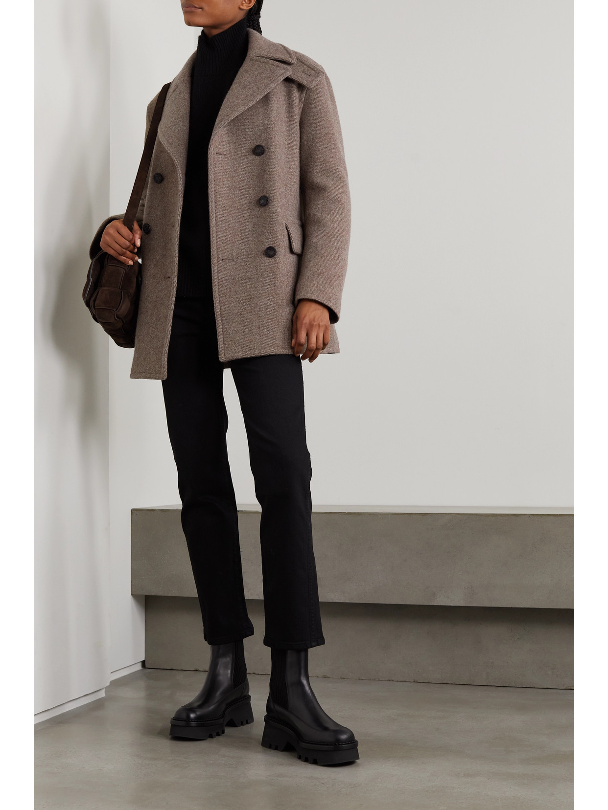 Shop Purdey Hyde Double-breasted Wool-twill Coat In Brown