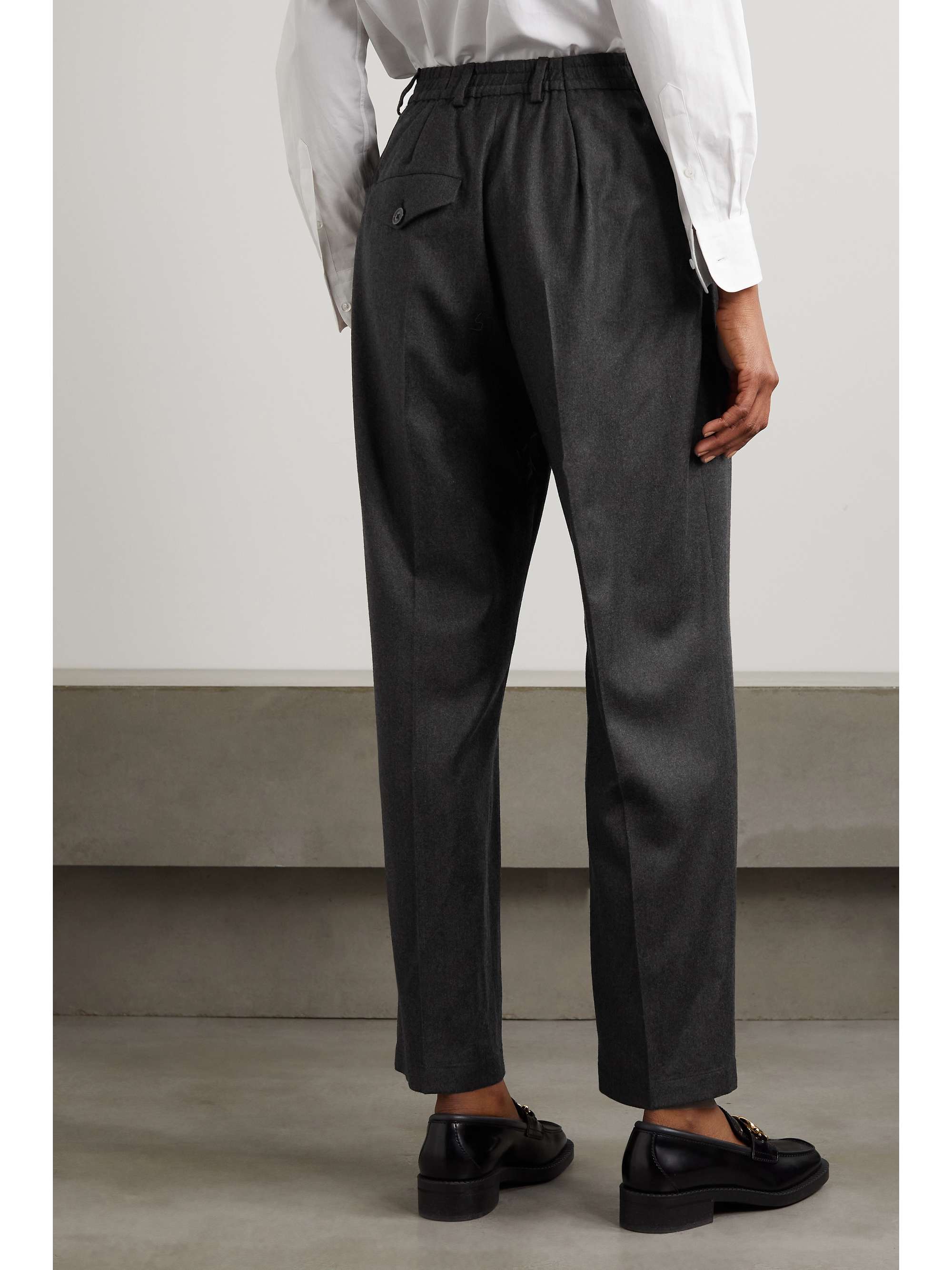 PURDEY Cropped pleated cotton-flannel tapered pants