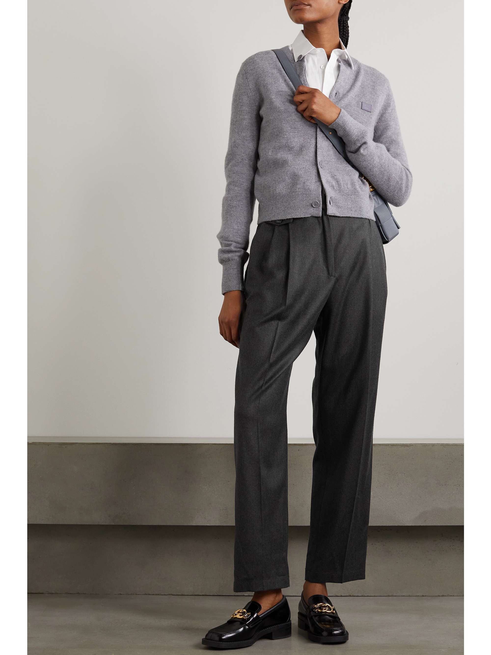 PURDEY Cropped pleated cotton-flannel tapered pants