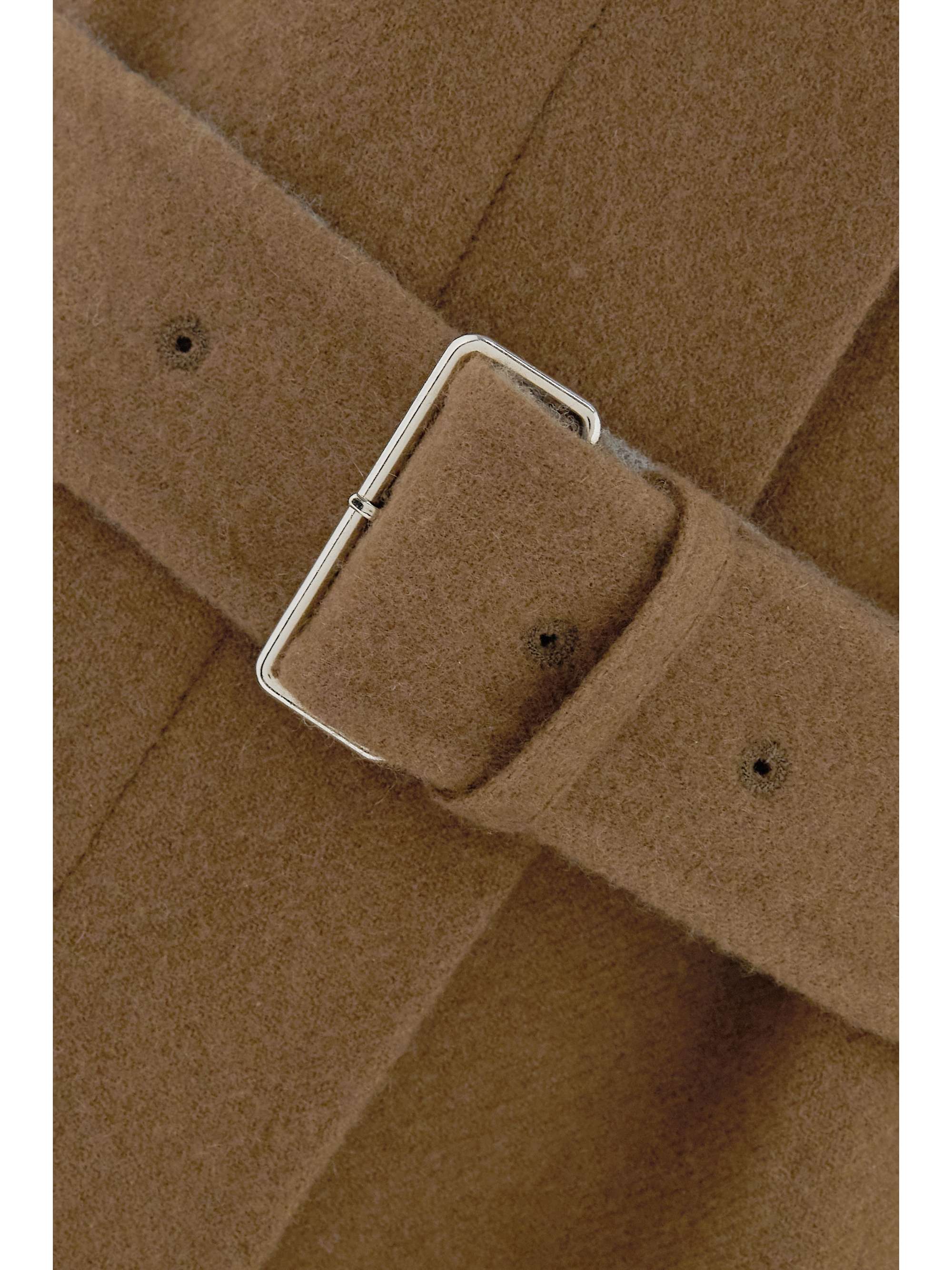 PURDEY ウール＆カシミヤ混 ケープ レザートリム ベルト付き