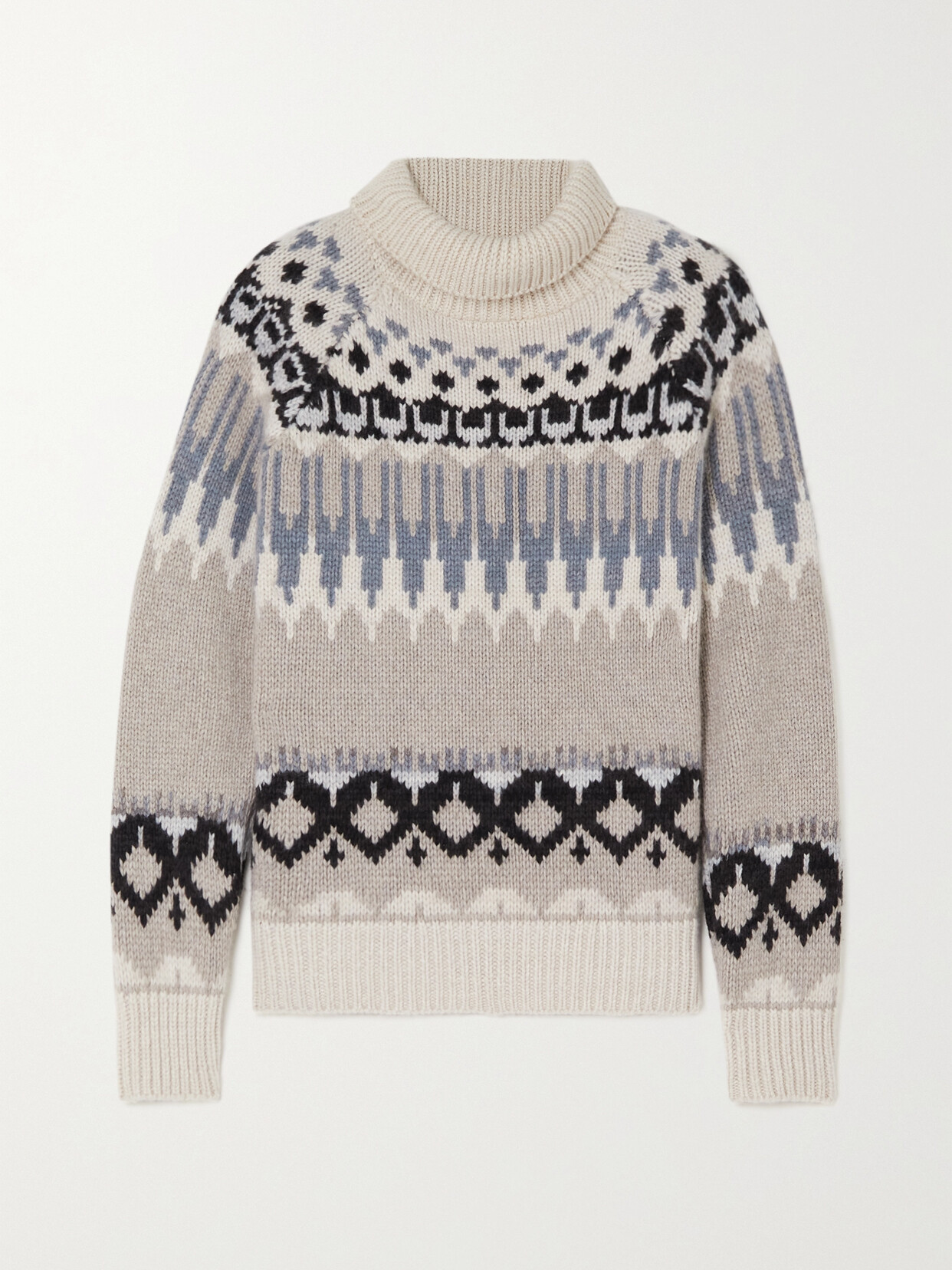 Purdey Fair Isle Ribbed Cashmere Turtleneck Sweater In Multi